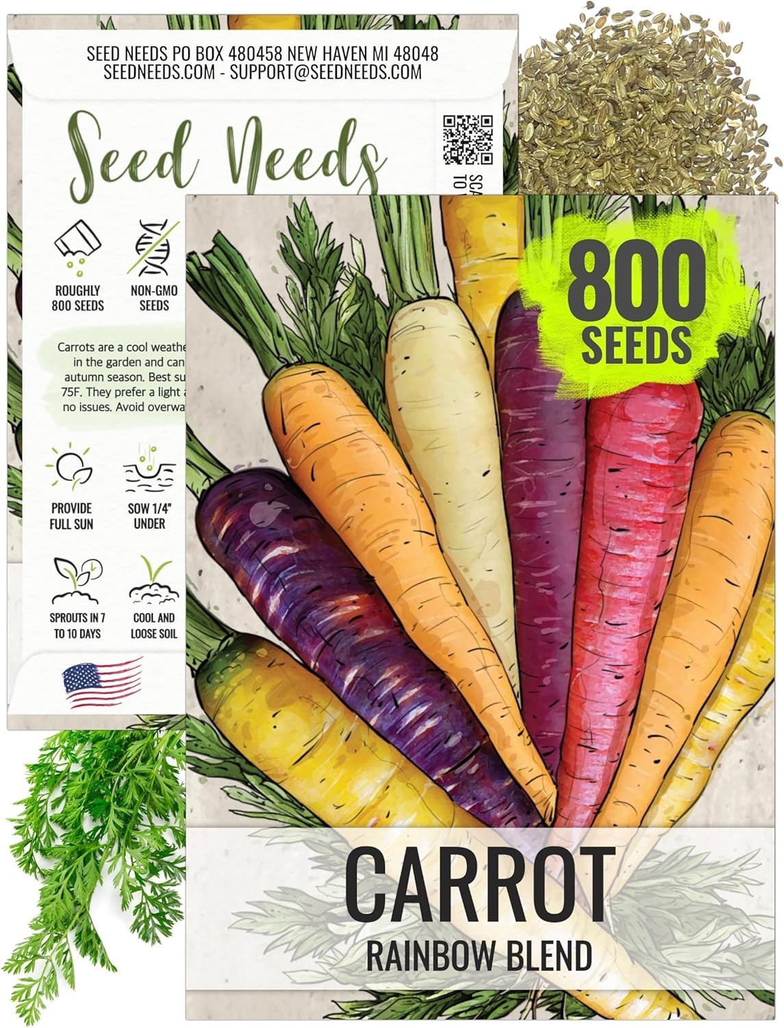 Non-GMO Rainbow Carrot Seeds – Heirloom Quality for Lush Spring & Fall Harvests