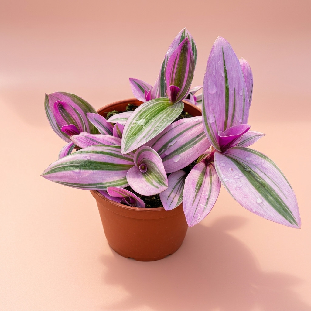 Live Tradescantia Nanouk in 4″ Nursery Pot – Vibrant Pink & Purple Striped