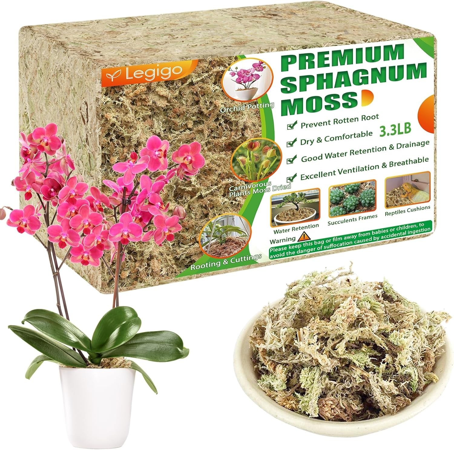 3.3LBS Premium Sphagnum Moss For Plant- 60QT Natural Succulent Carnivorous Plant