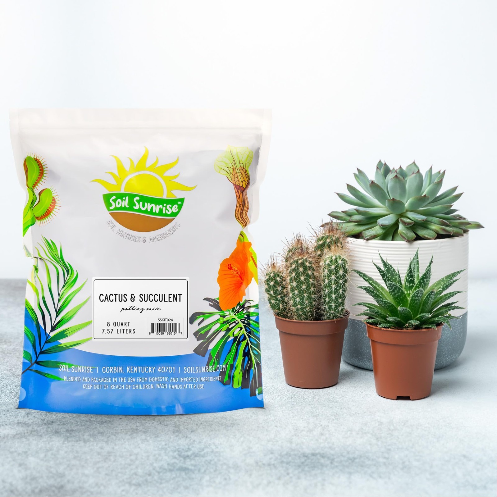 Cactus & Succulent Potting Mix 8 Quarts – Fast Draining, Gritty Blend for Desert