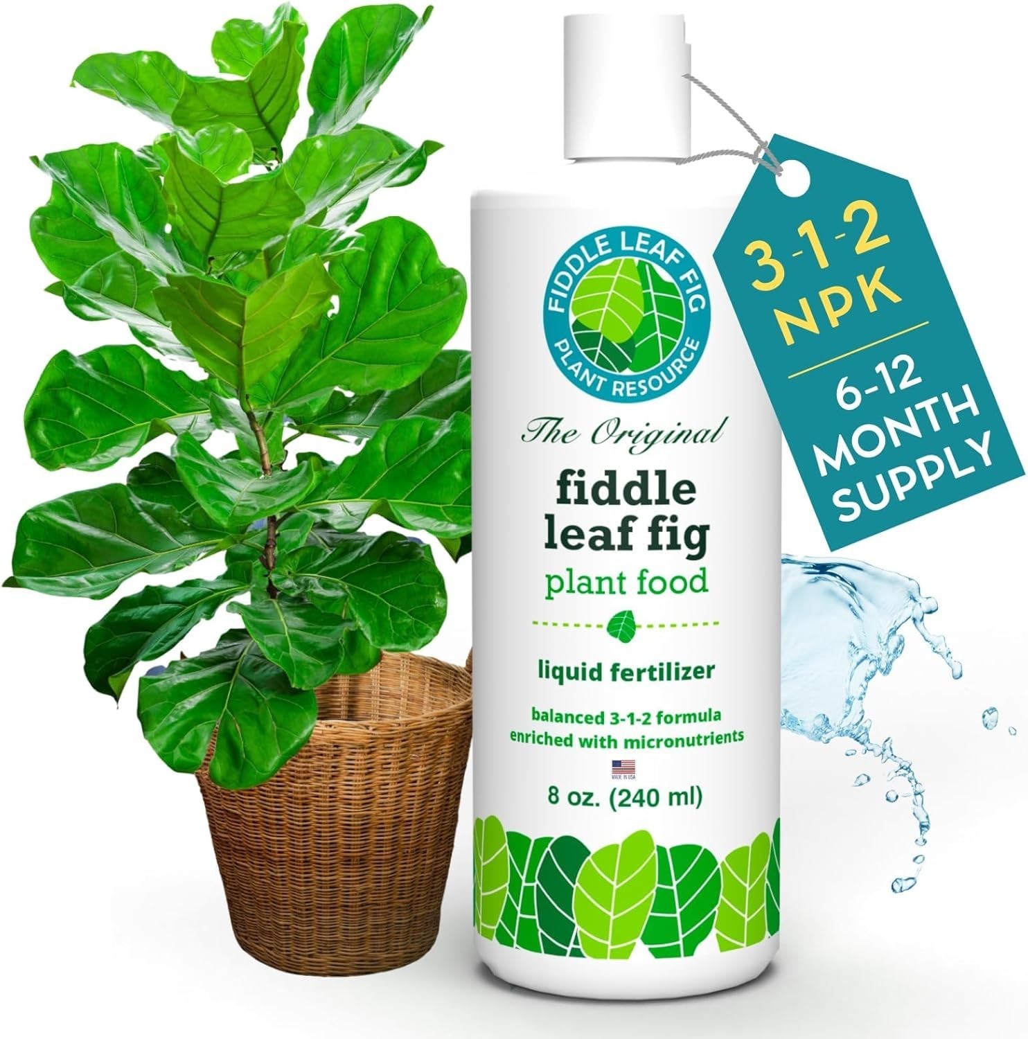 Ultimate 3-1-2 NPK Liquid Fertilizer for Ficus Lyrata – 8 Oz of Nutrient Boost