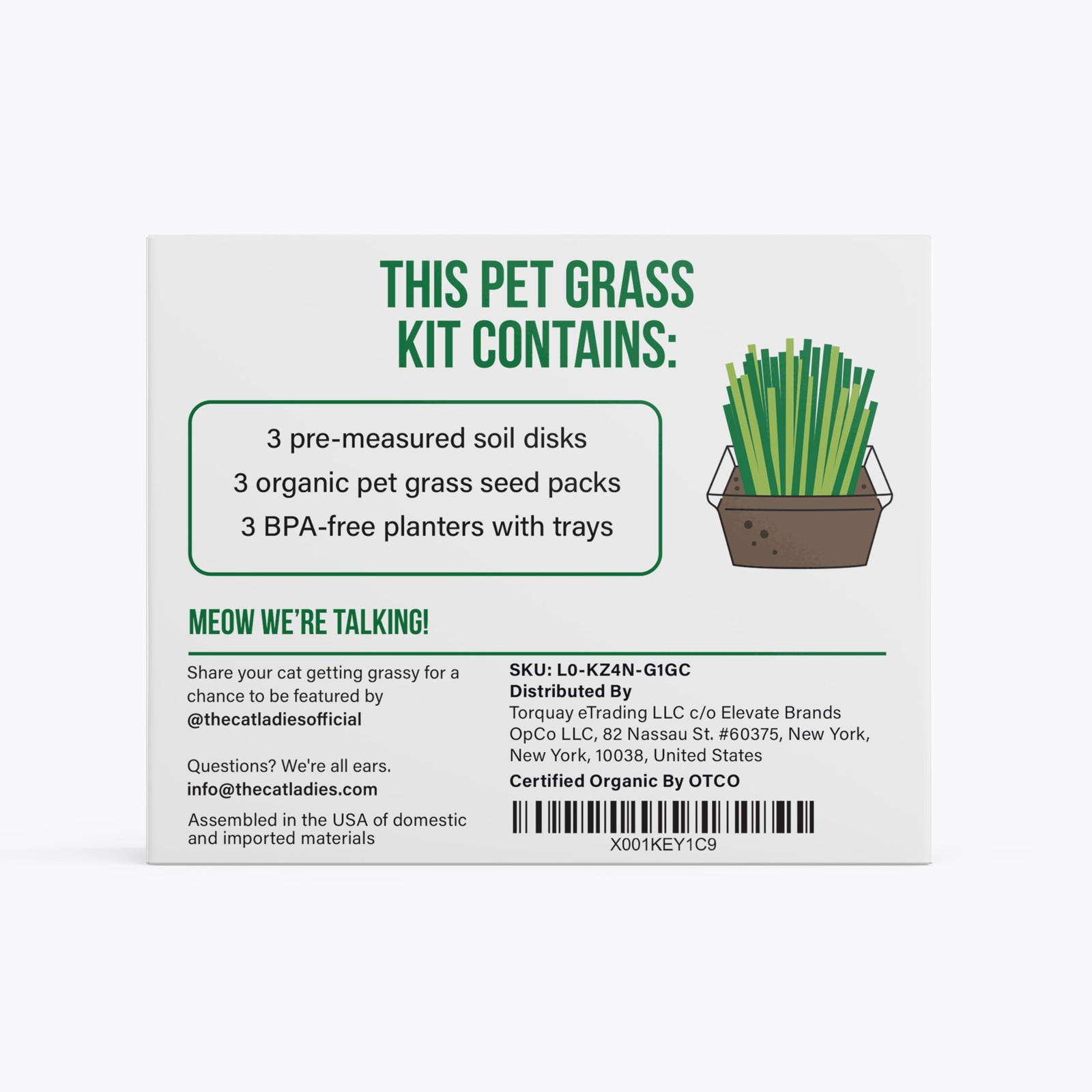 Cat Grass for Indoor Cats – Growing Kit – Organic Cat Grass Seeds, Soil and B…
