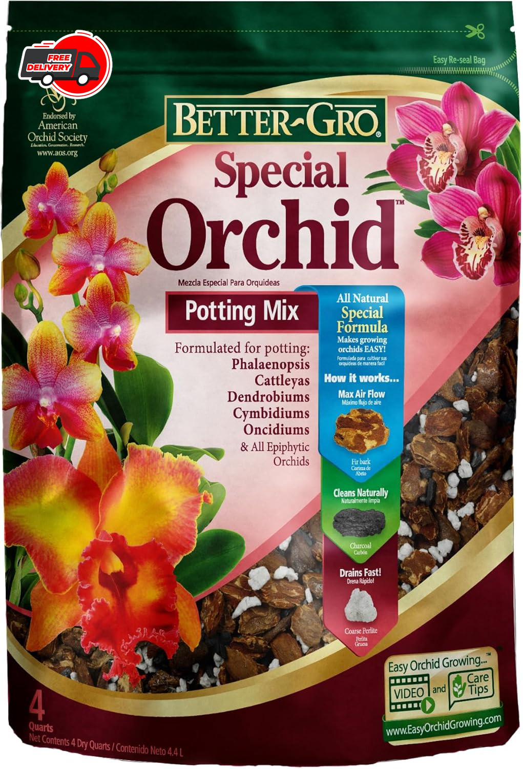 Special Orchid Mix – Premium Grade Orchid Bark Potting Mix – 4 Quarts