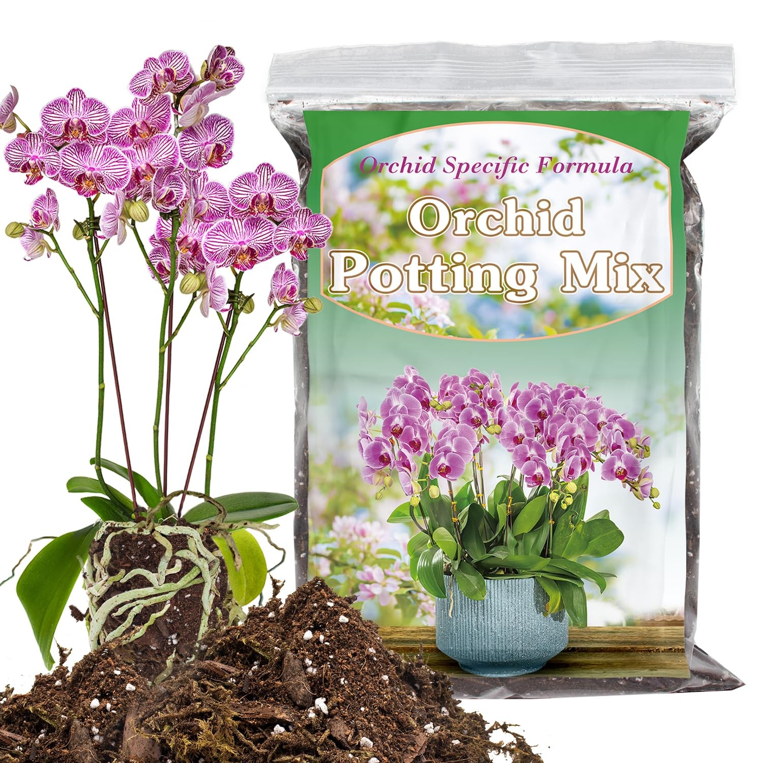Orchid Potting Mix for Repotting 1 Quart, Mixture of Moss Pine Bark 1 Quart