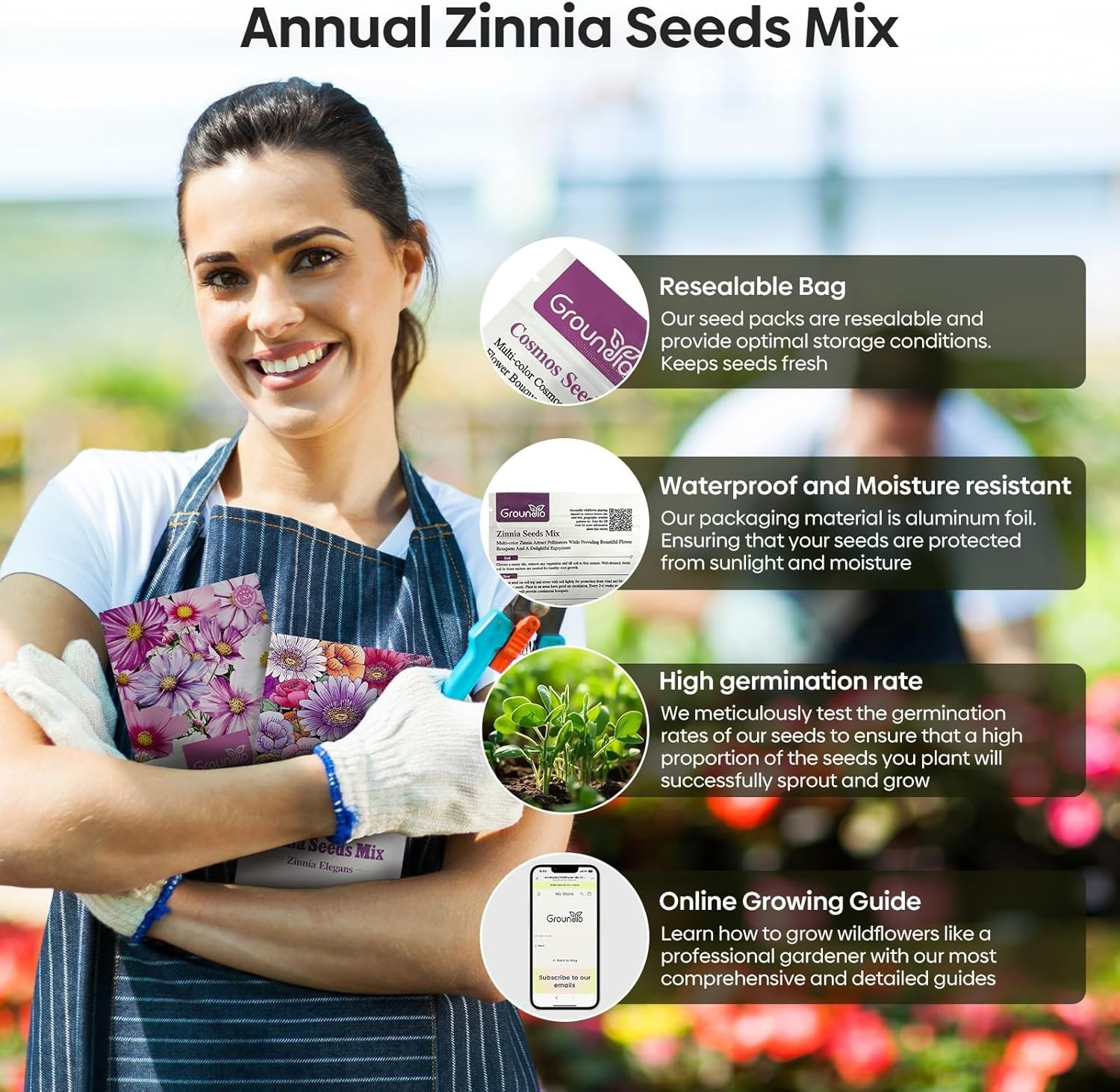 Vibrant Zinnia Seeds Mix – 3,000 Seeds in 5 Colors for Your Flourishing Garden