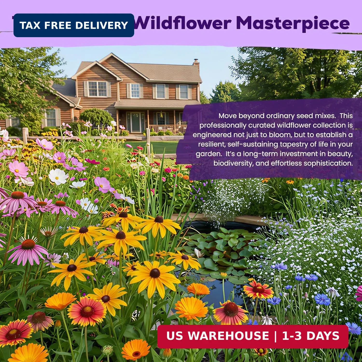 200,000+ Wildflower Seeds Bulk (4oz) – 16 Varieties Perennial & Annual Mix, Non-