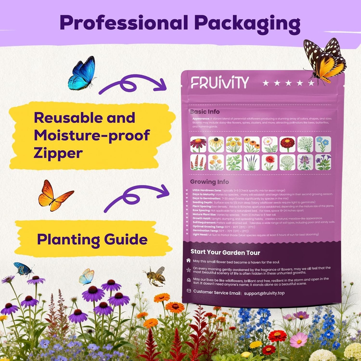 200,000+ Wildflower Seeds Bulk (4oz) – 16 Varieties Perennial & Annual Mix, Attr