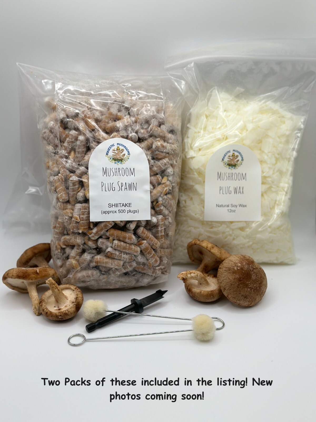 Shiitake Mushroom Plug Spawn 1000X Combo w/ drill bit & wax – FREE USA shipping