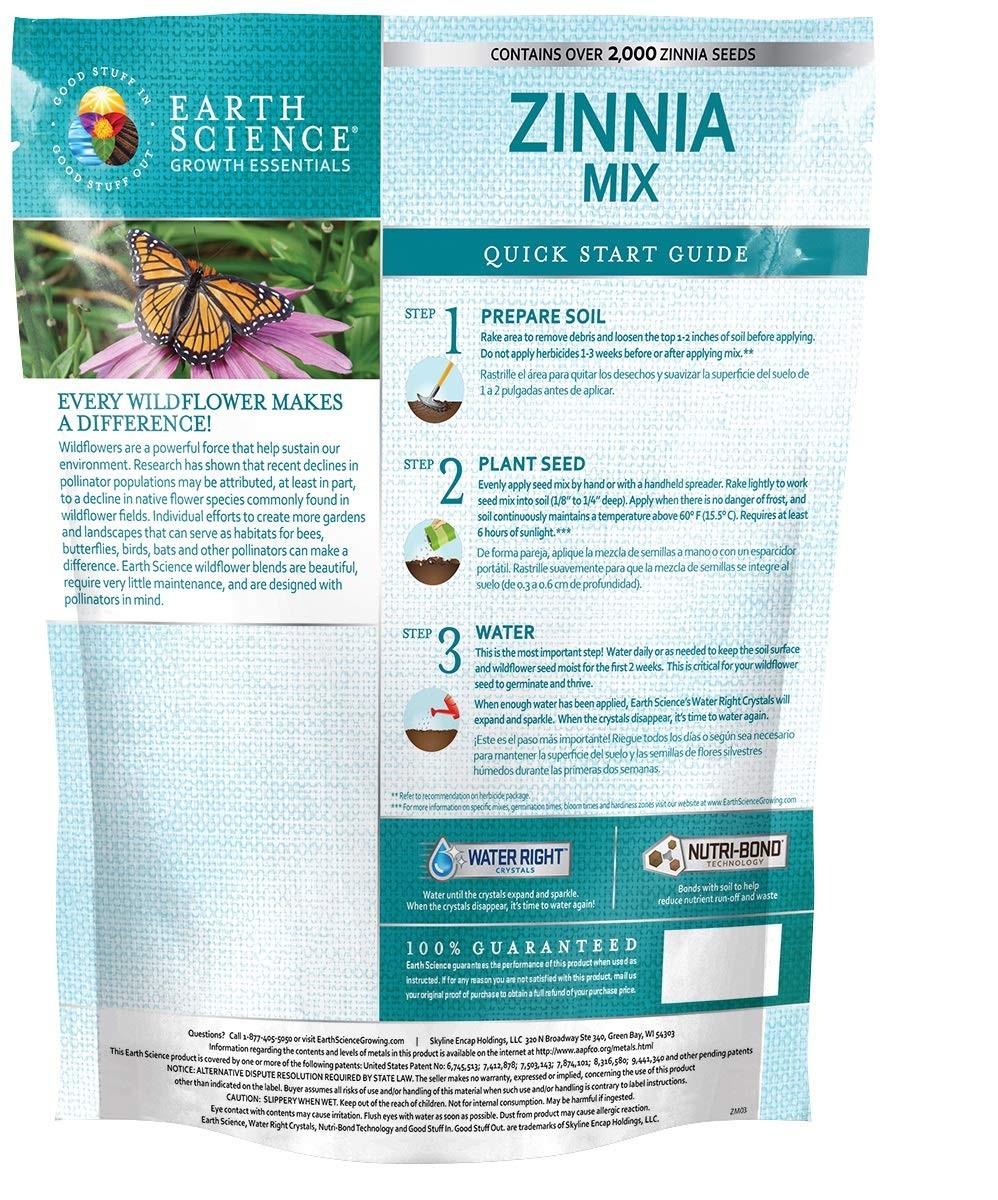 Zinnia Mix from (2 lb), 3-in-1 Mix with Premium Wildflower Seed, Plant Food a…