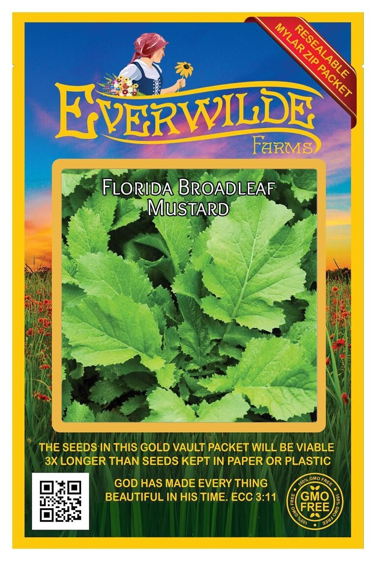 2000 Florida Broadleaf Mustard Seeds – Everwilde Farms Mylar Seed Packet