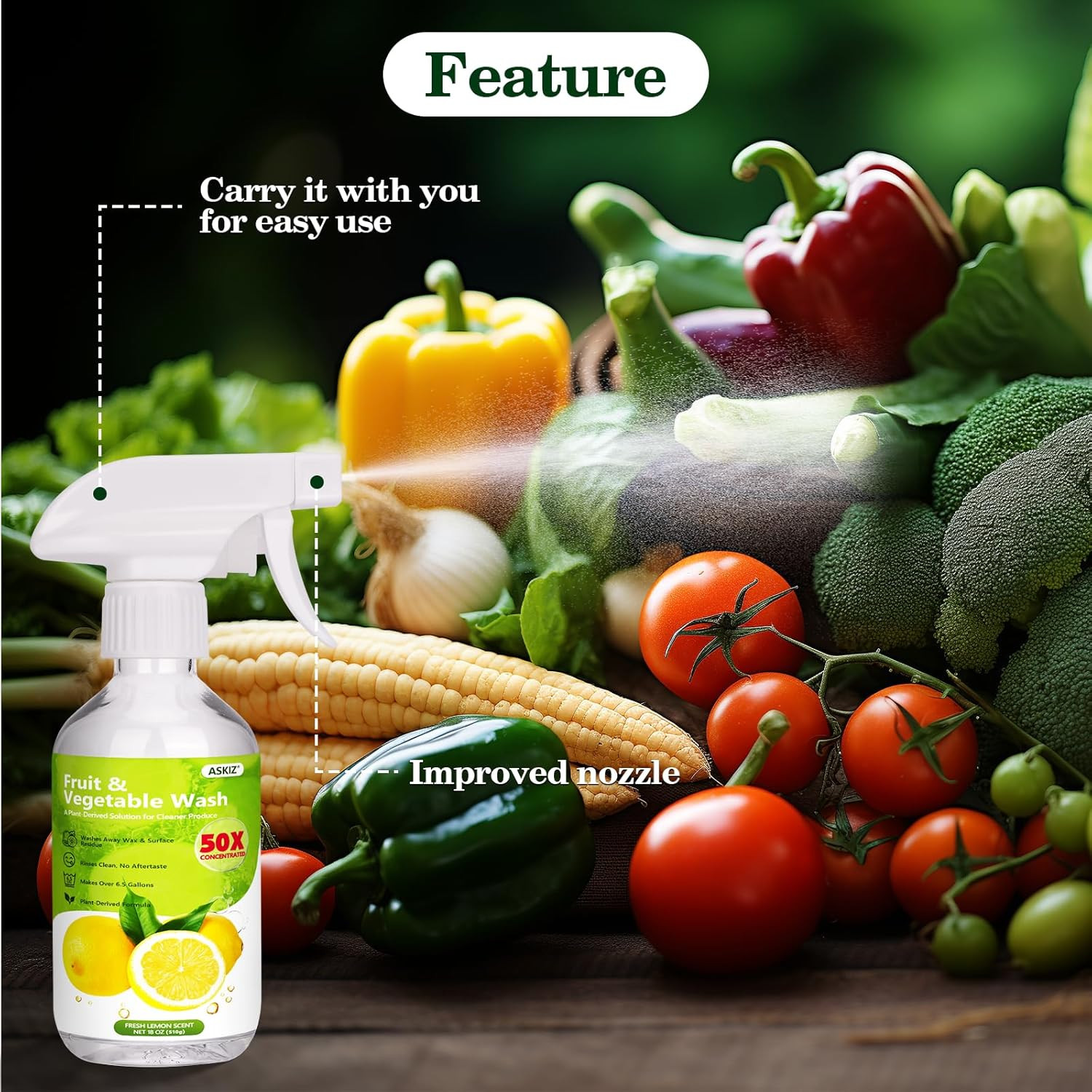 Fruit & Vegetable Wash,13 Gallons Lemon Produce Wash and Clean,Fruit Cleaner Com