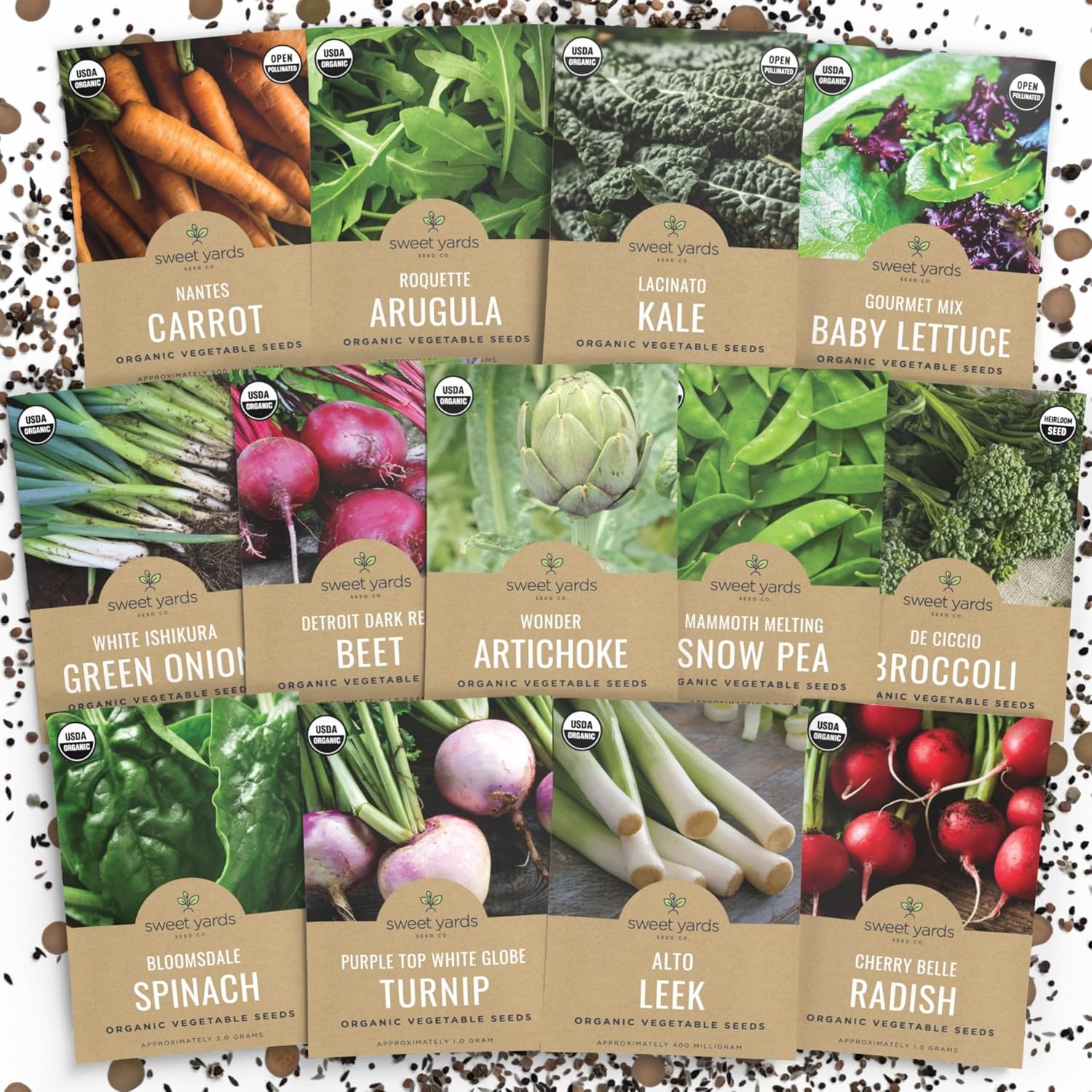Organic Cool Weather Spring & Fall Seeds Variety Pack – 13 Individual Packs