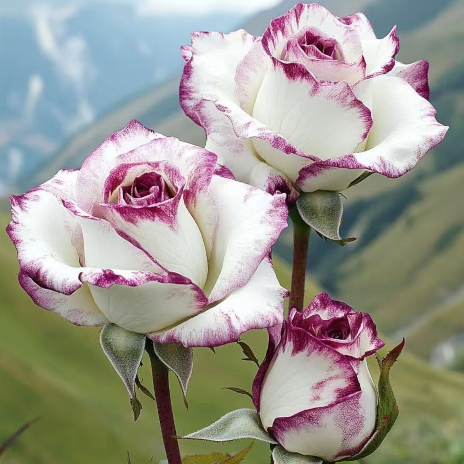 20 Speckled Purple & White Rose Seeds Unique Striped Blooms for Elegant Gardens