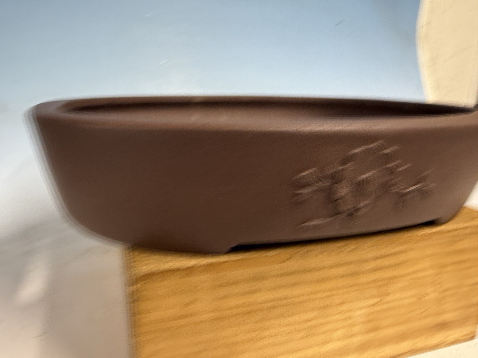 Unglazed Bonsai Tree Tokoname Pot Yamaaki Kiln 14 1/4” Floral Motif