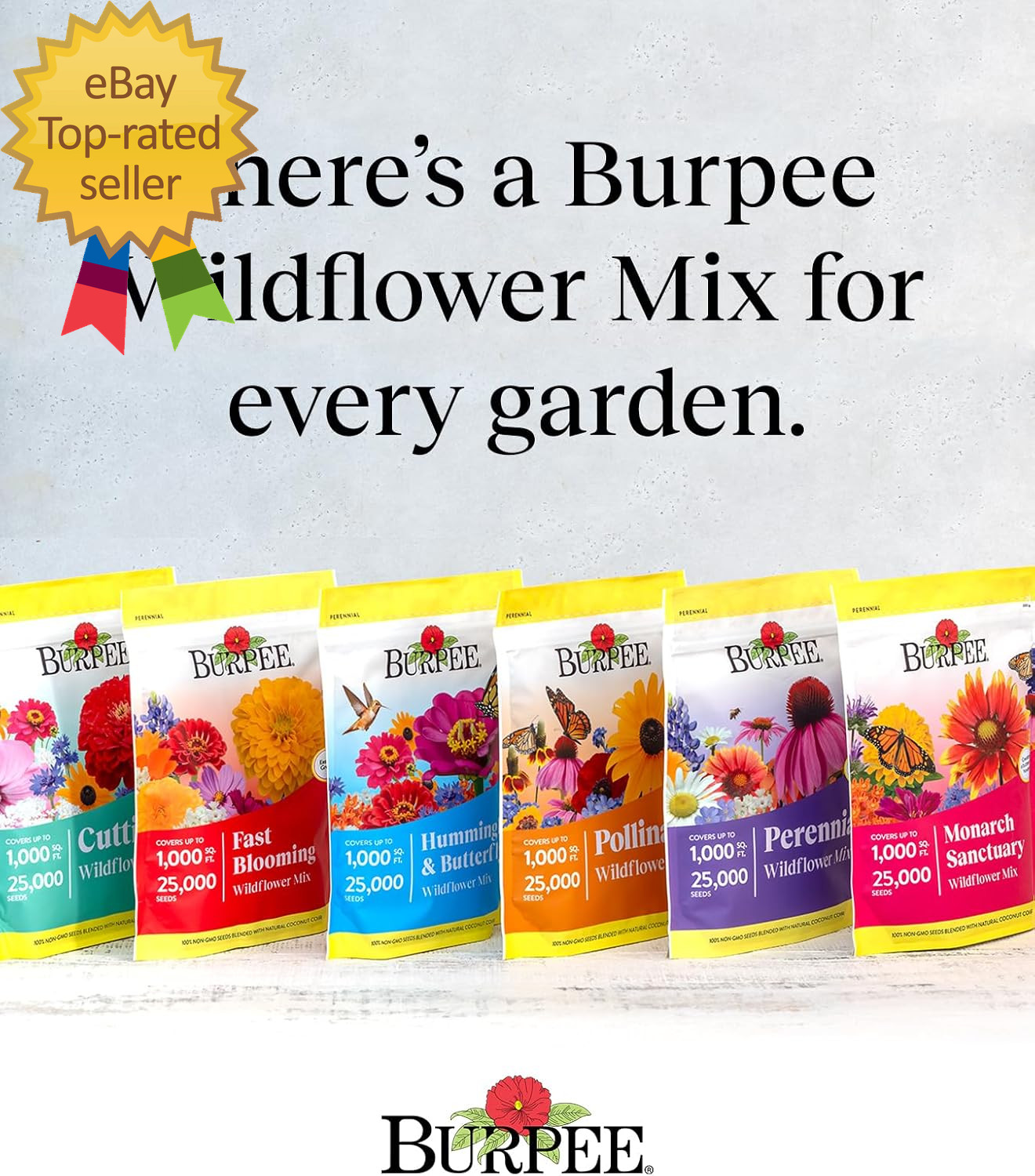 Wildflower 25,000 Bulk, 1 Bag | 18 Varieties of Non-Gmo Flower Seeds Pollinator