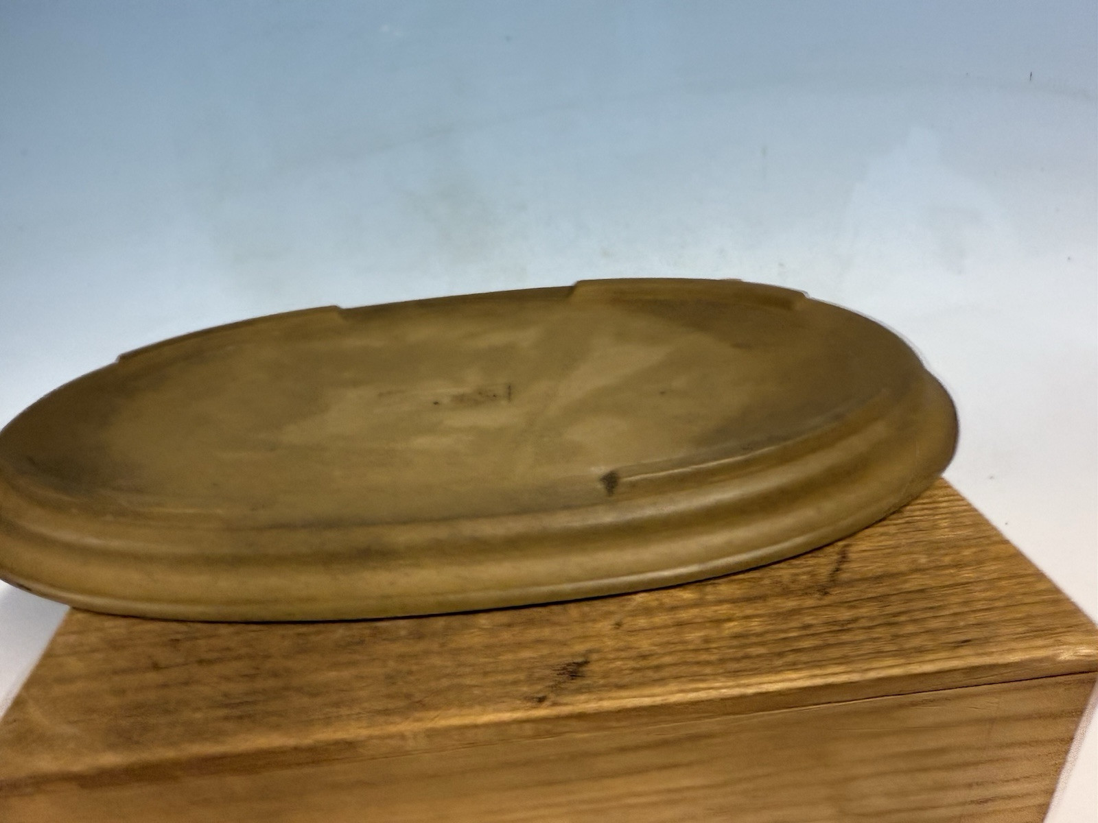 Green Blue Suiban For Suiseki Bonsai Tree Pot 14 1/4” By Maruhei Rare One!