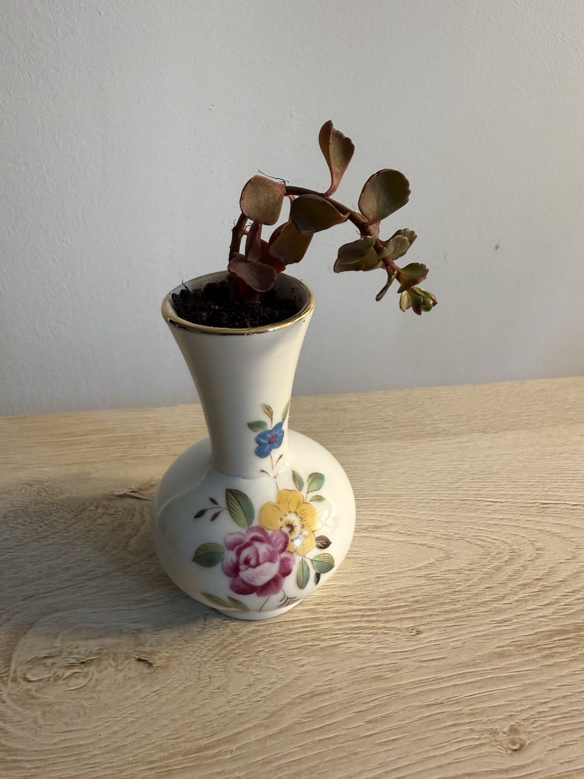 Floral White Ceramic Vase with Real Flower