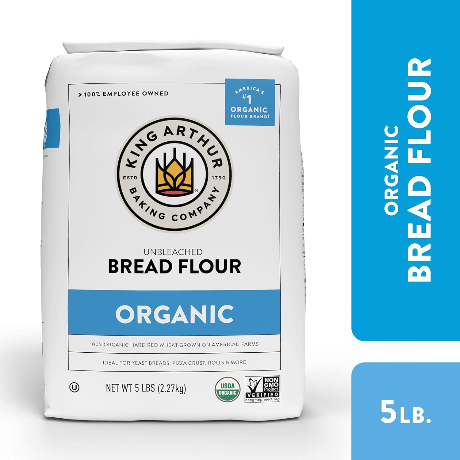 100% Organic Bread Flour, Unbleached, 5 Lb (Pack of 1) – Non-Gmo Project Verifie