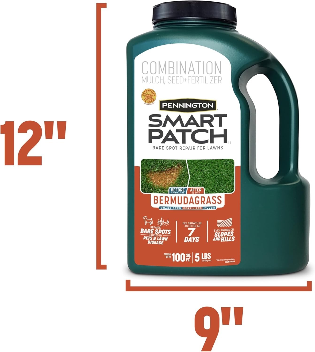 Bermuda Grass Seed, Fertilizer and Mulch – 5 lb Jug for Optimal Lawn Repair