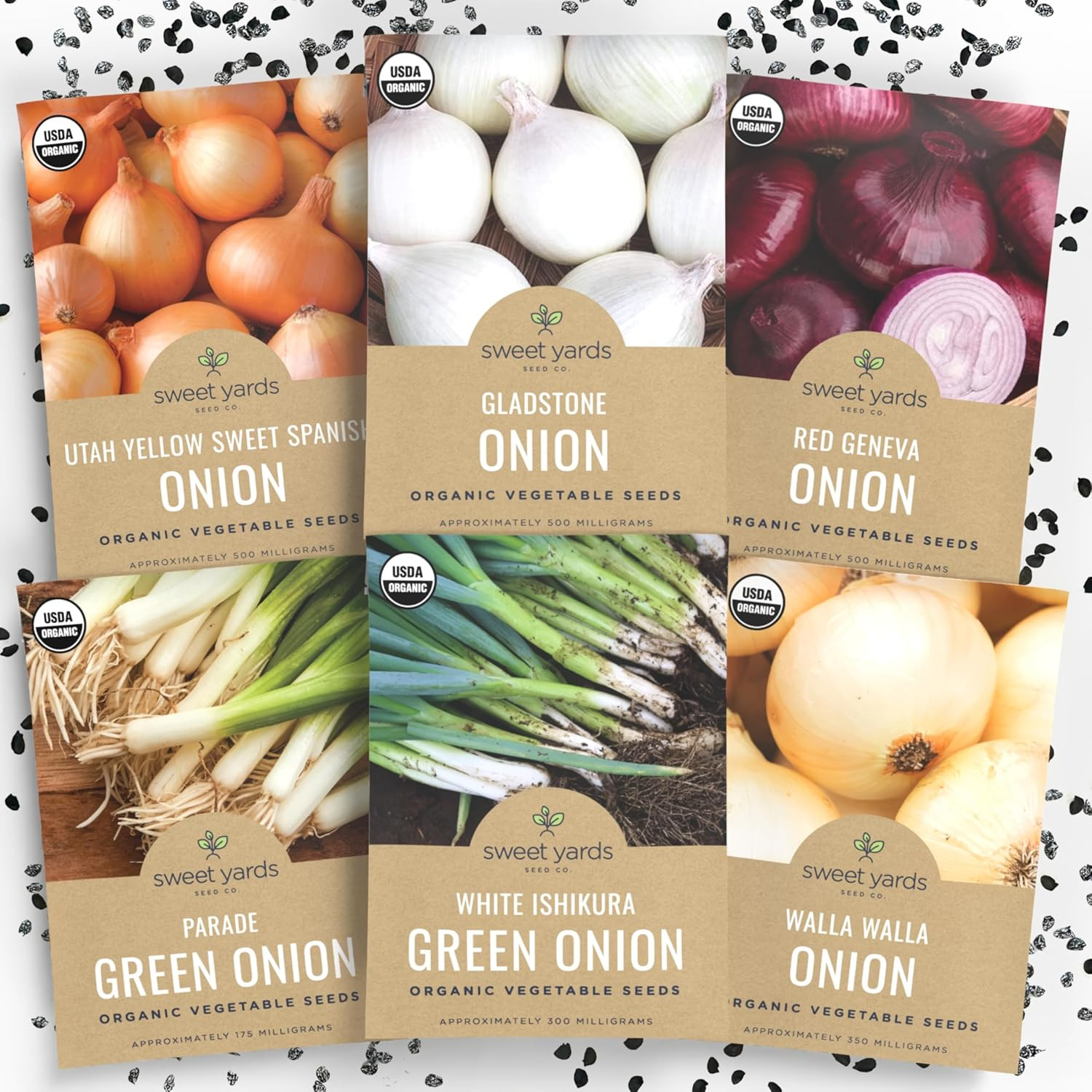 Organic Onion Seeds Variety Pack – 6 Individual Packs – 2026 Season – Walla Wall