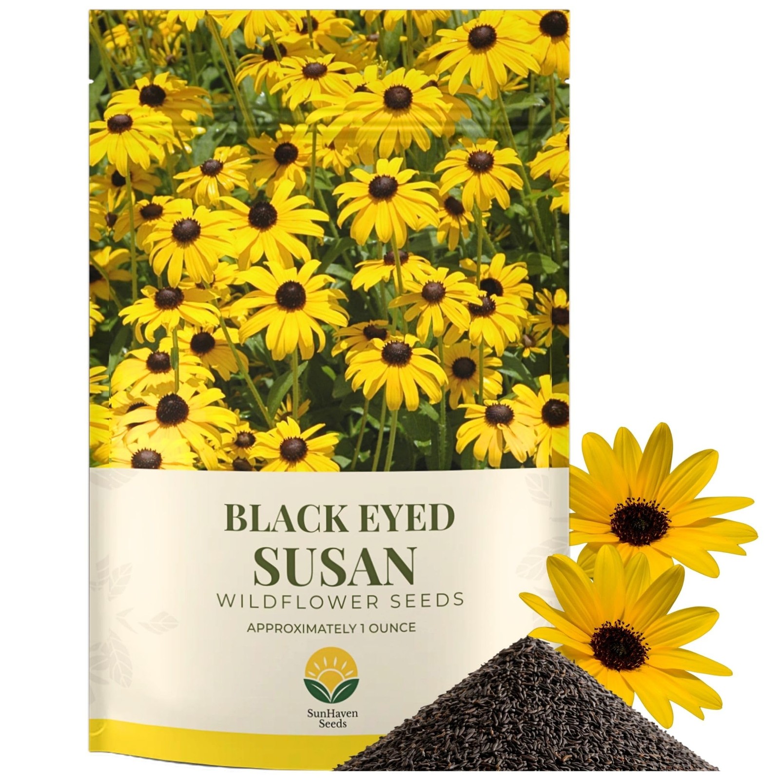 Black Eyed Susan Seeds 100000+ Seeds 1 oz Bulk Resealable Packet Flower Kit