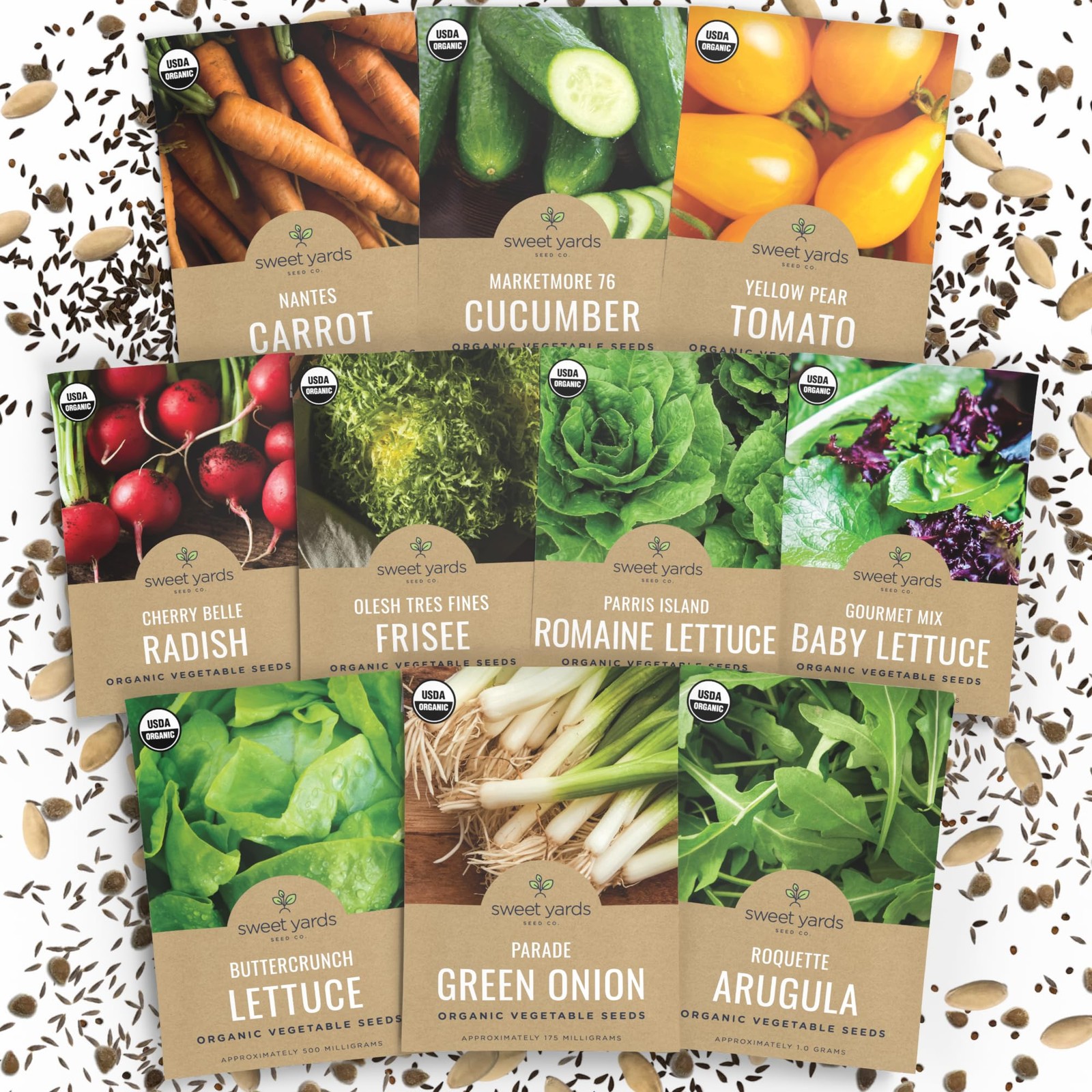 Organic Salad Lover Seeds Variety Pack – 10 Individual Packs – variety pack