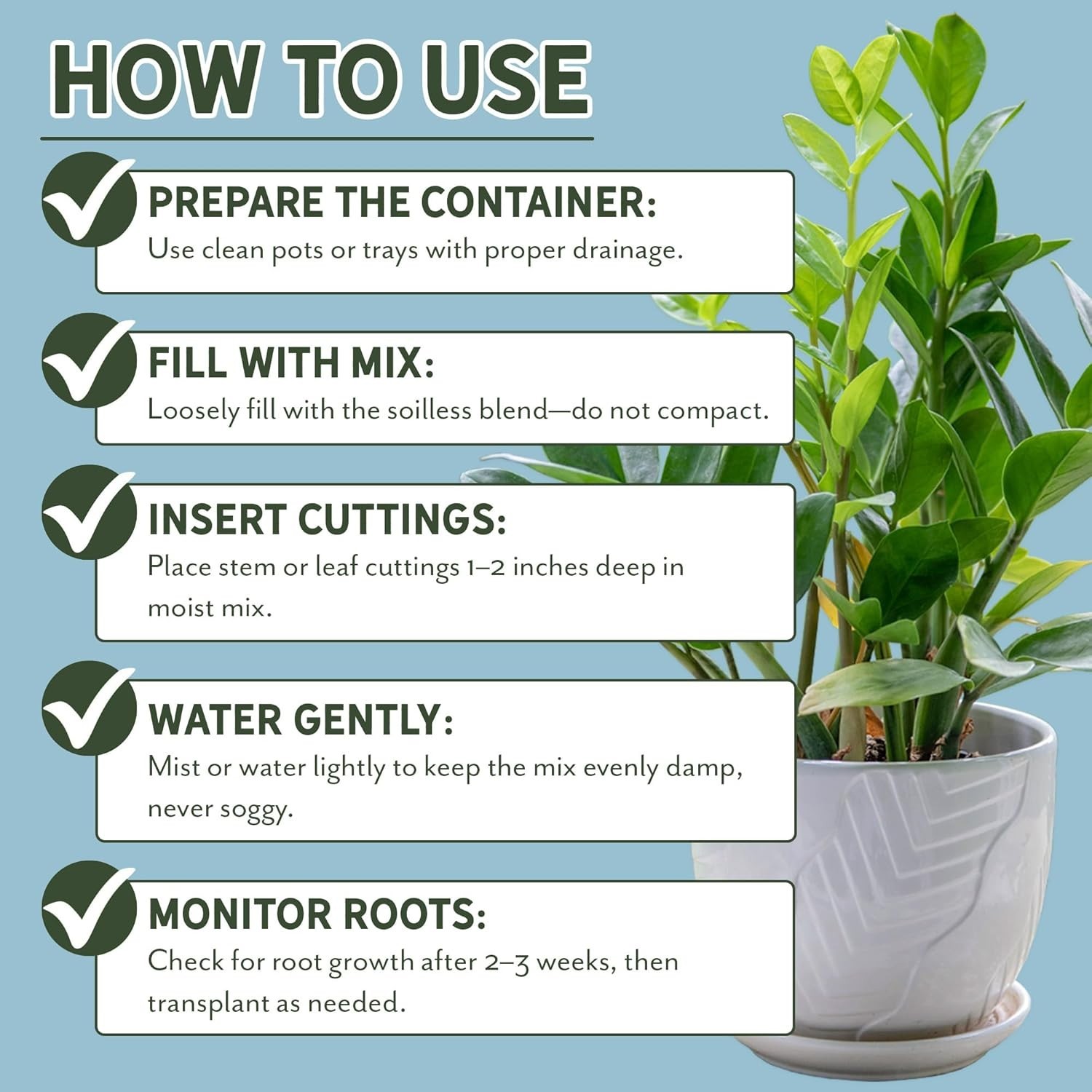 4 Quarts Hand Blended Soilless Plant Propagation Mix for Houseplants Success