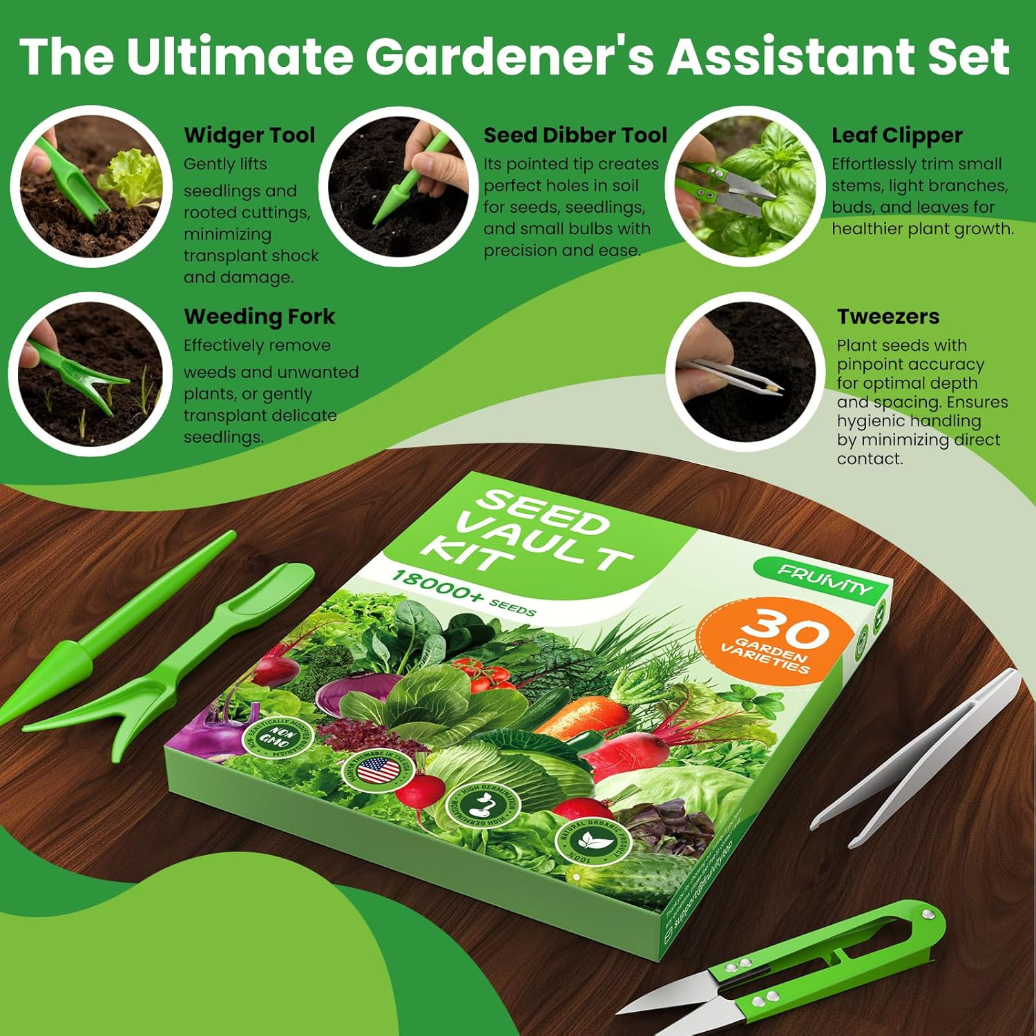 30 Heirloom Seeds Variety Pack – 18500+ Seeds for Planting Vegetables, Home Gard