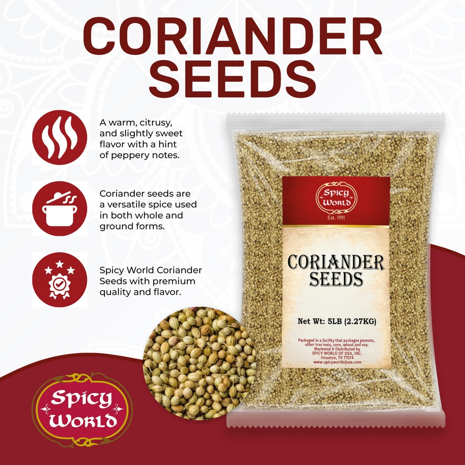 Bulk Coriander Seeds 5 lbs – Premium Indian Spice for Cooking & Seasoning