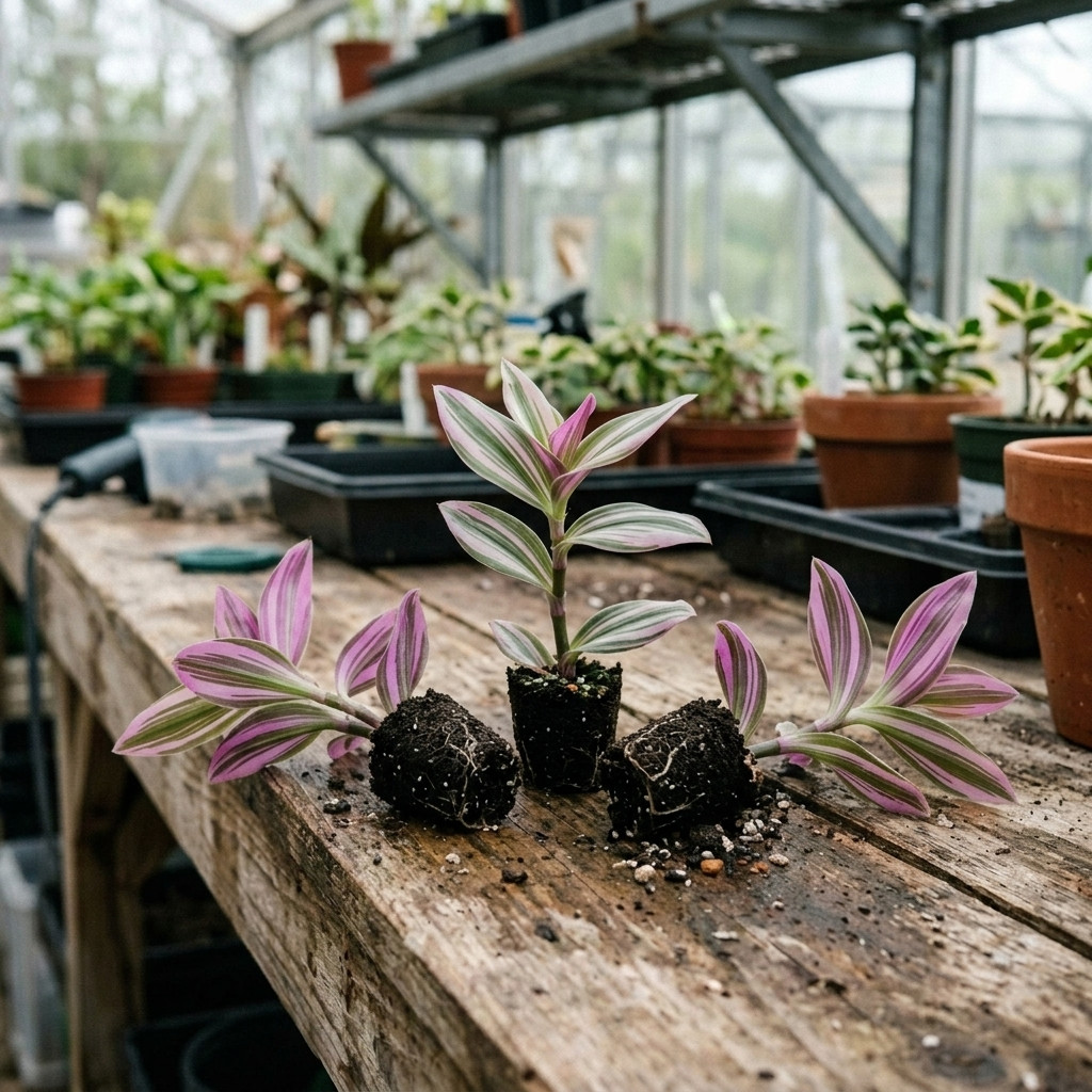 3 Rooted Tradescantia Nanouk Cuttings – Lush Pink and Green Trailing Houseplant