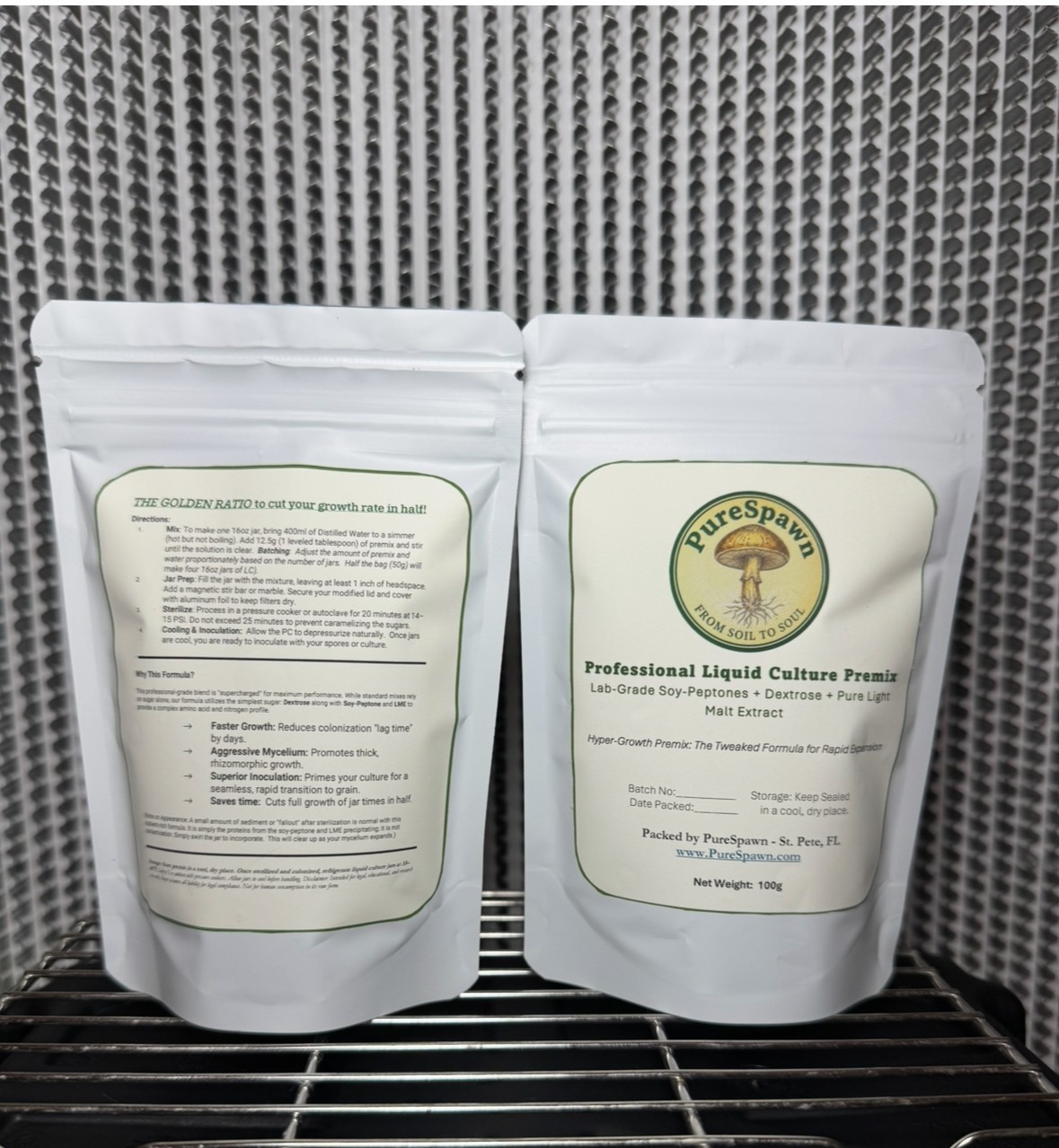 Professional Liquid Culture Premix with Soy-Peptone 100g Pouch