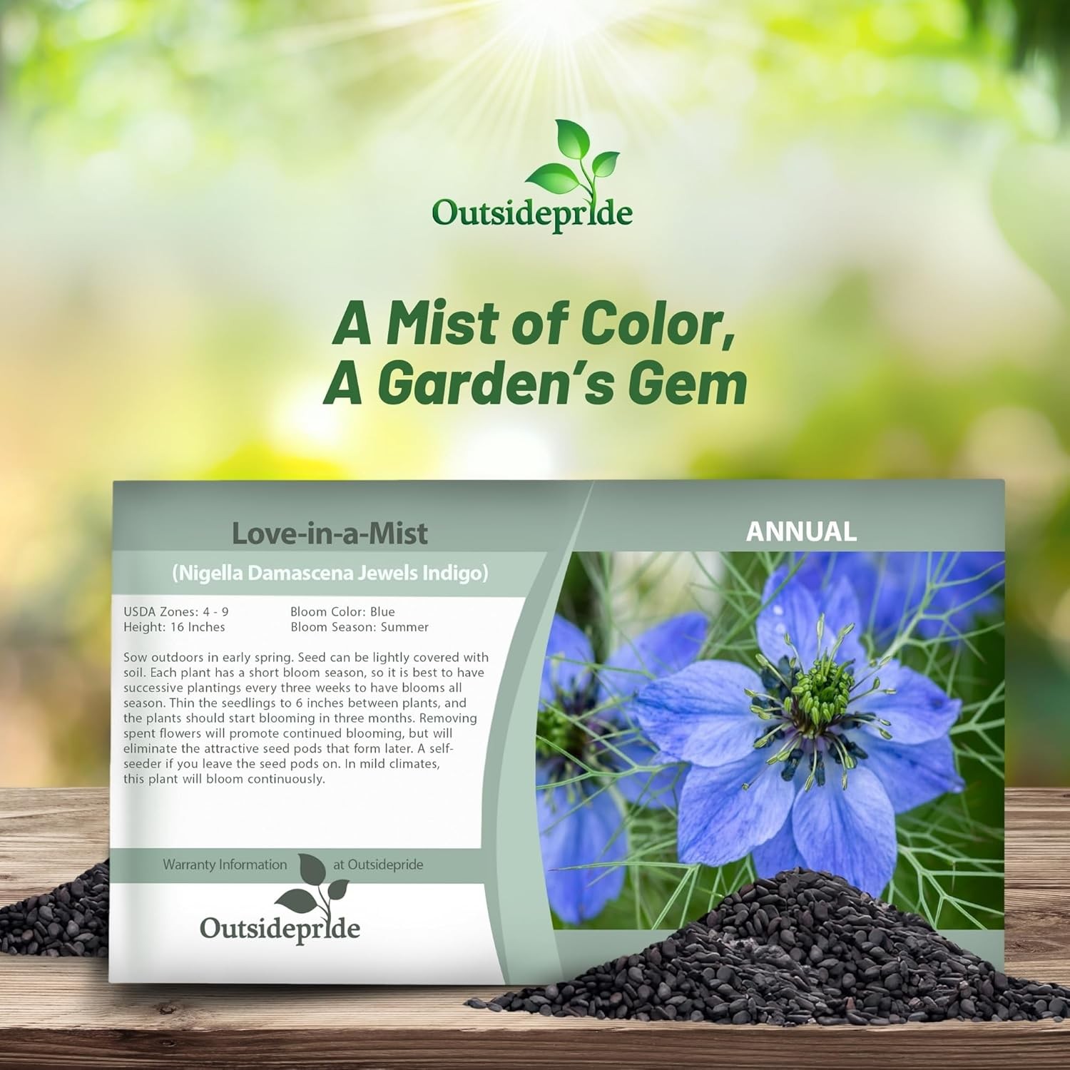 1000 Seeds Nigella Seeds – Blue Love In A Mist Flower Seed