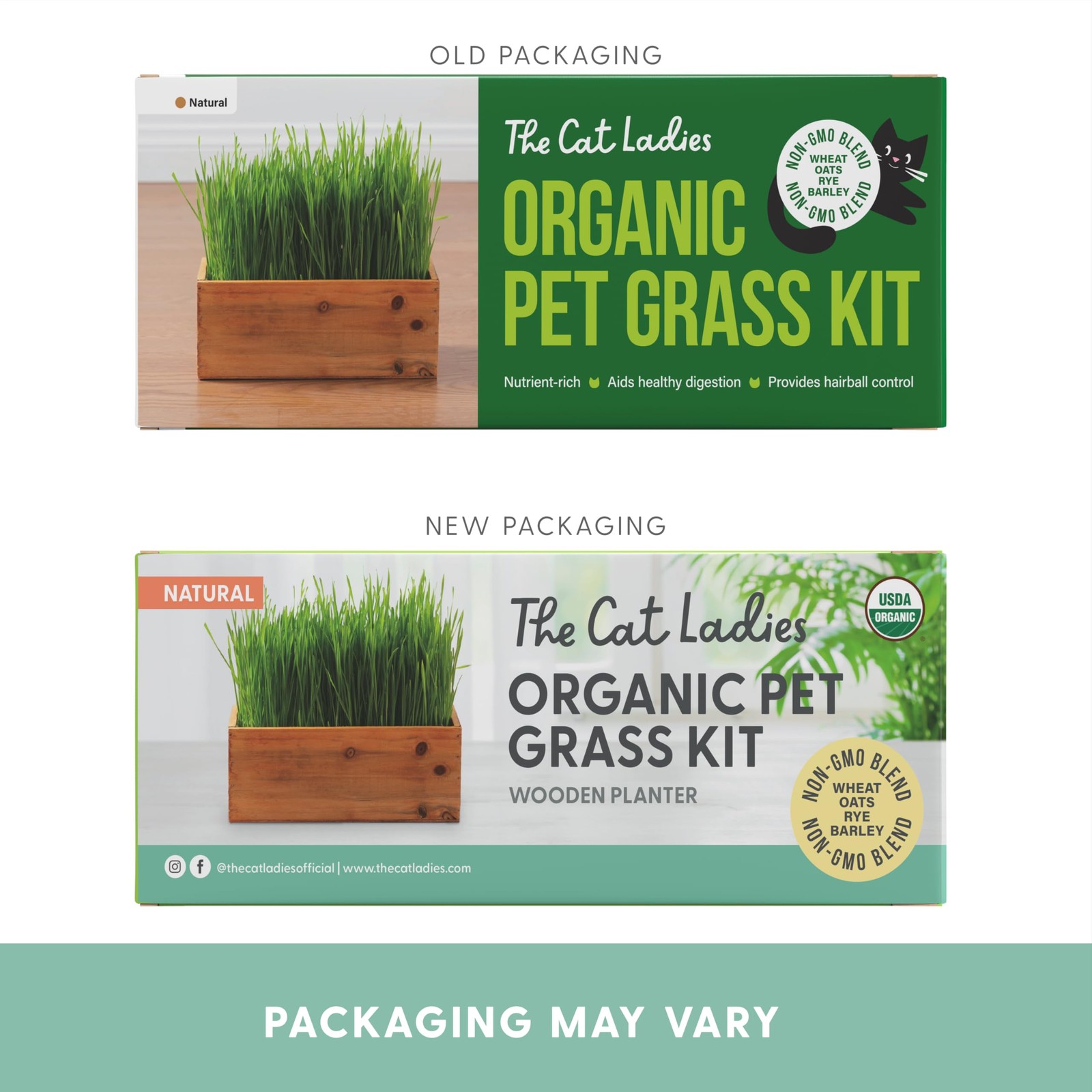 Cat Grass Kit with Rustic Planter, Seeds & Soil – Easy for Indoor Pets