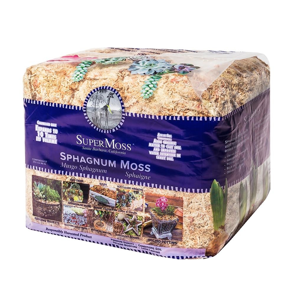 SuperMoss (22325) Orchid Sphagnum Moss Dried, Natural, 1.1 lbs, Natural White