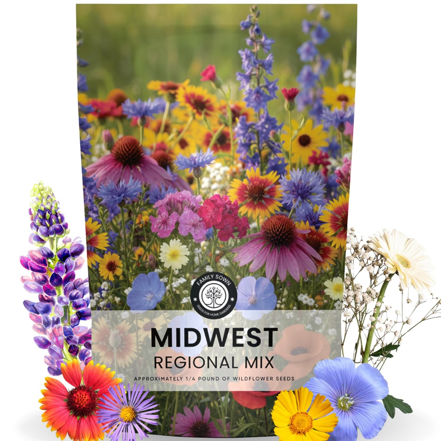 Family Sown Midwest Regional Mix 56000 Seeds For Planting 2026 Season 4 Ounce