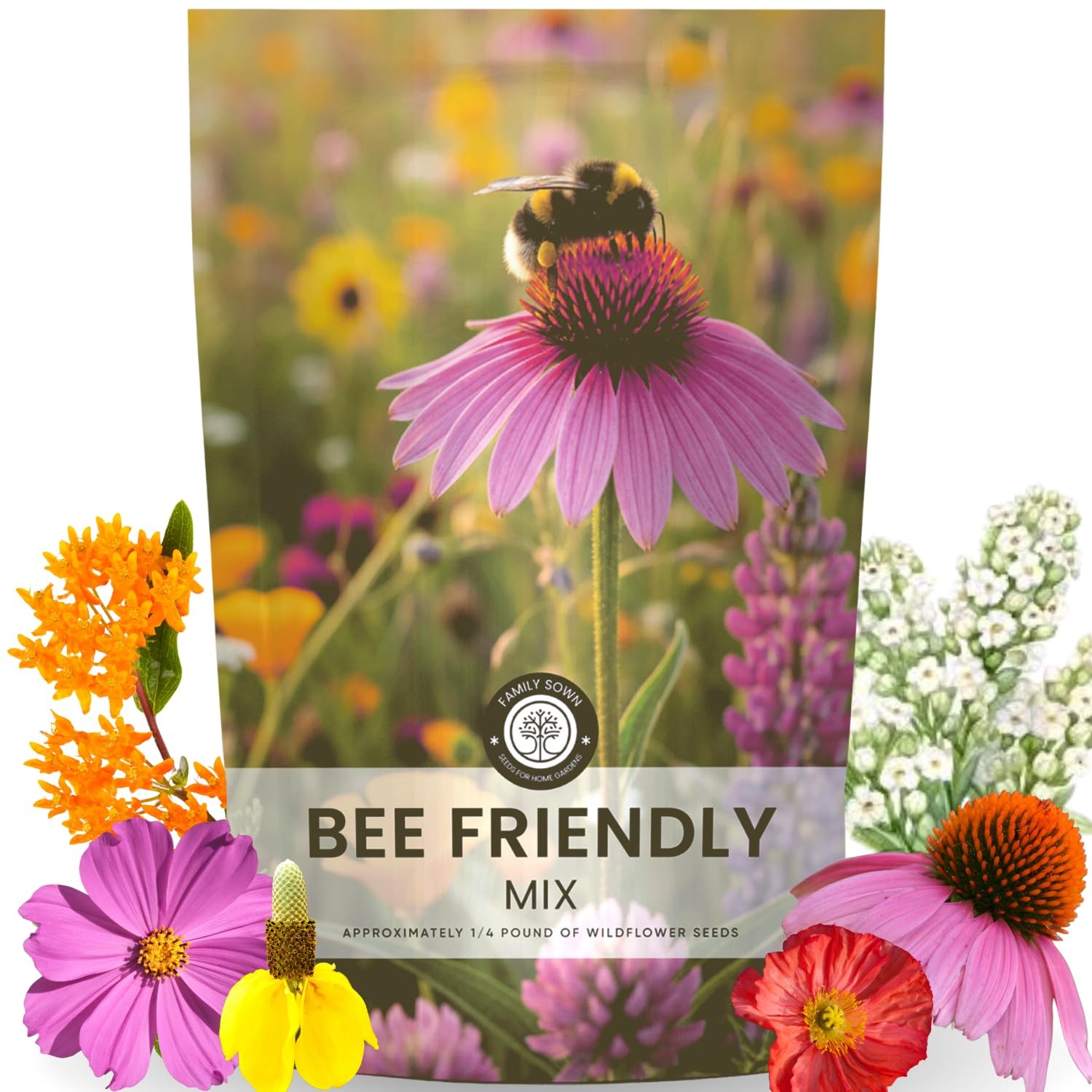 Bee Friendly Seed Mix – 31,000 Seeds for Planting – 4 Ounce Pouch