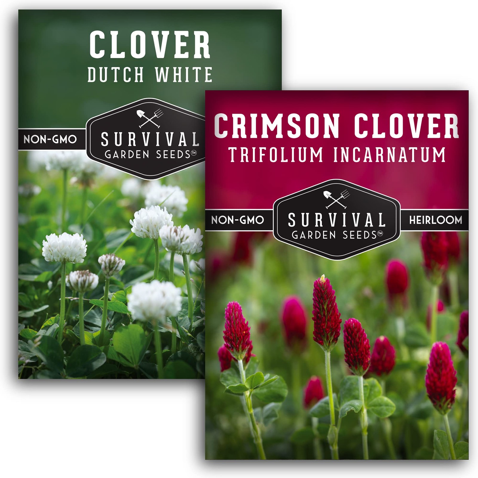 Clover Seed Collection for Planting – 2 Packets of Crimson & Dutch Red, White