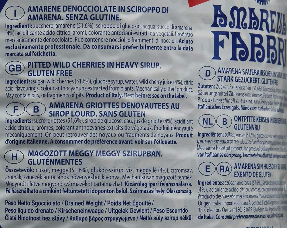 Fabbri Amarena Wild Cherries in Syrup, 7 Pounds, Food Service Size, Gluten Free