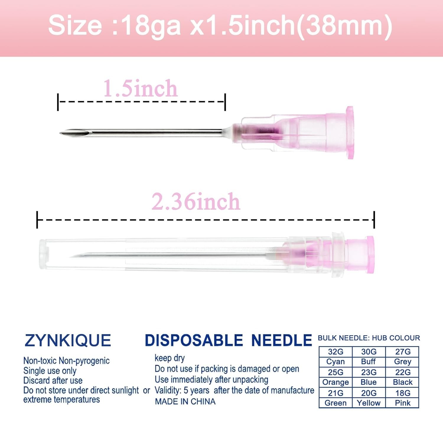 32 Gauge 1/2 Inch Needle with Caps, Sterile Disposable Luer Lock 32G inch