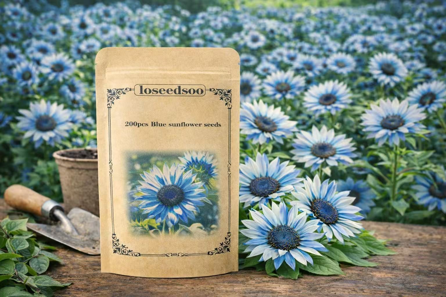Blue Sunflower Seeds 200+ for Planting – Rare Blue Sunflower Flower Seeds