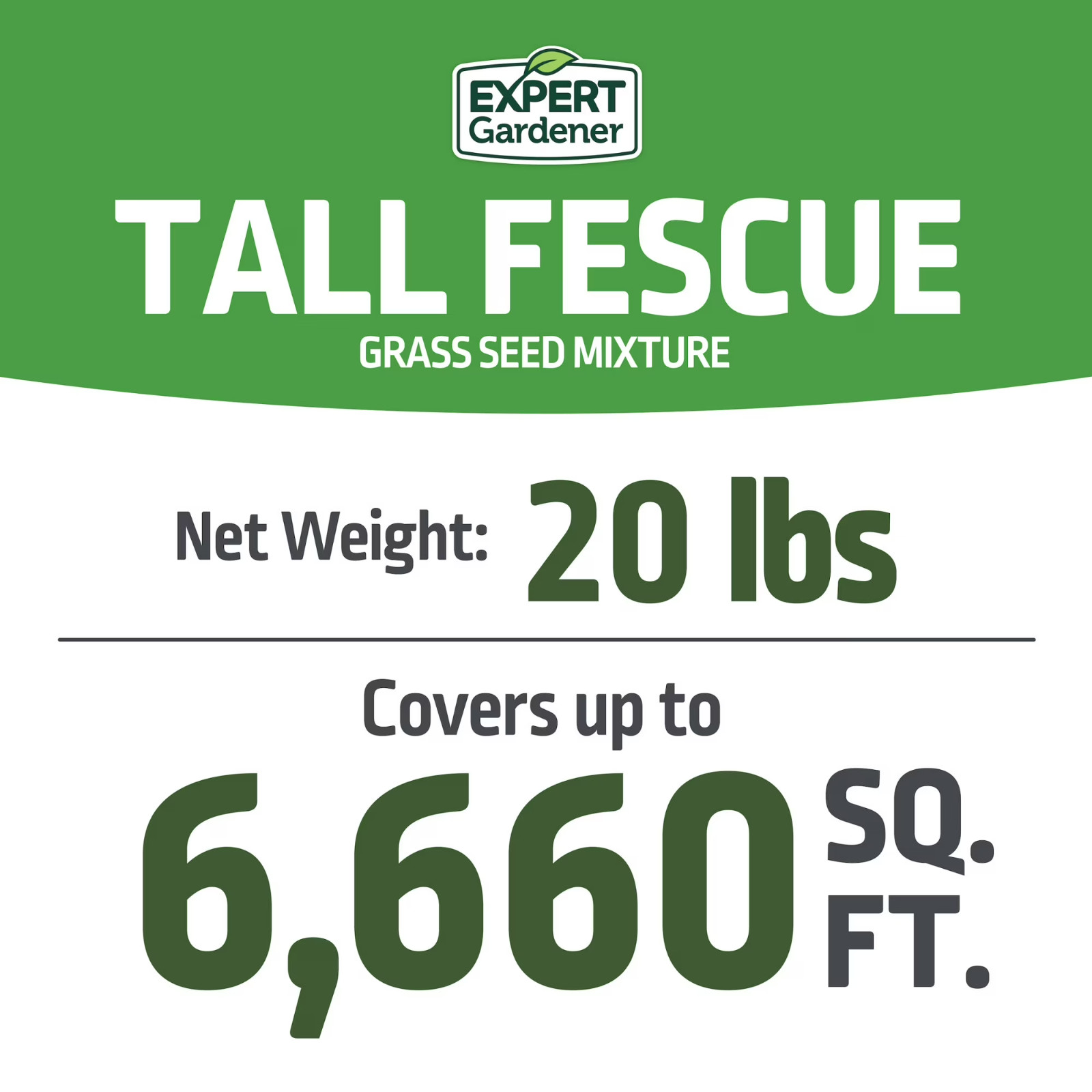Expert Gardener Tall Fescue Grass Seed Mix, for Sun to Partial Shade, 20 lb.