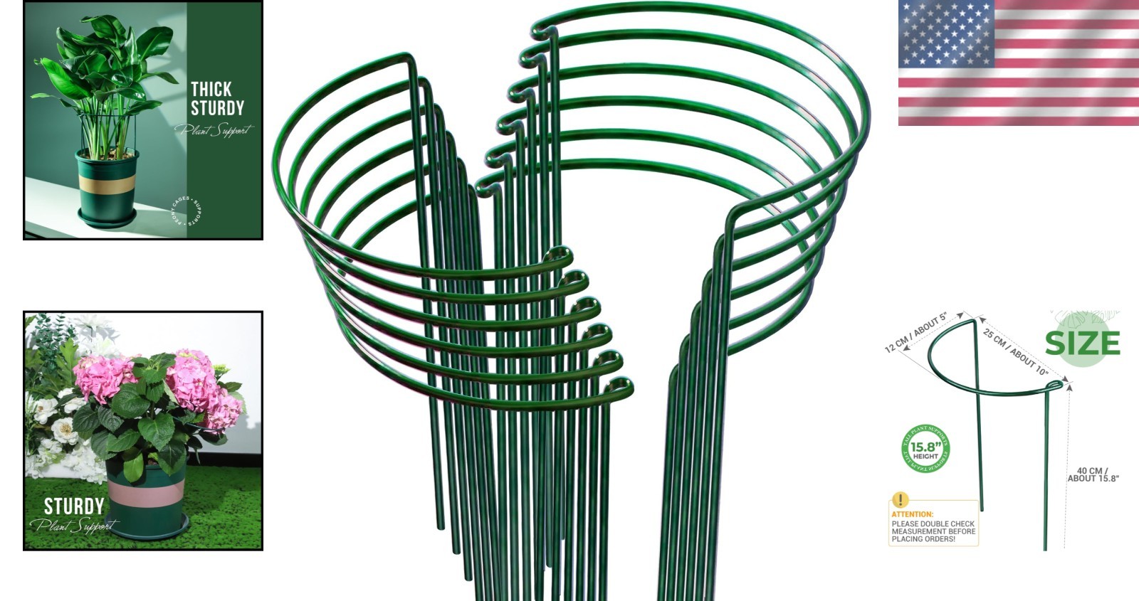 12PCS Plant Supports, Peony Cages, Sturdy Plant Stakes