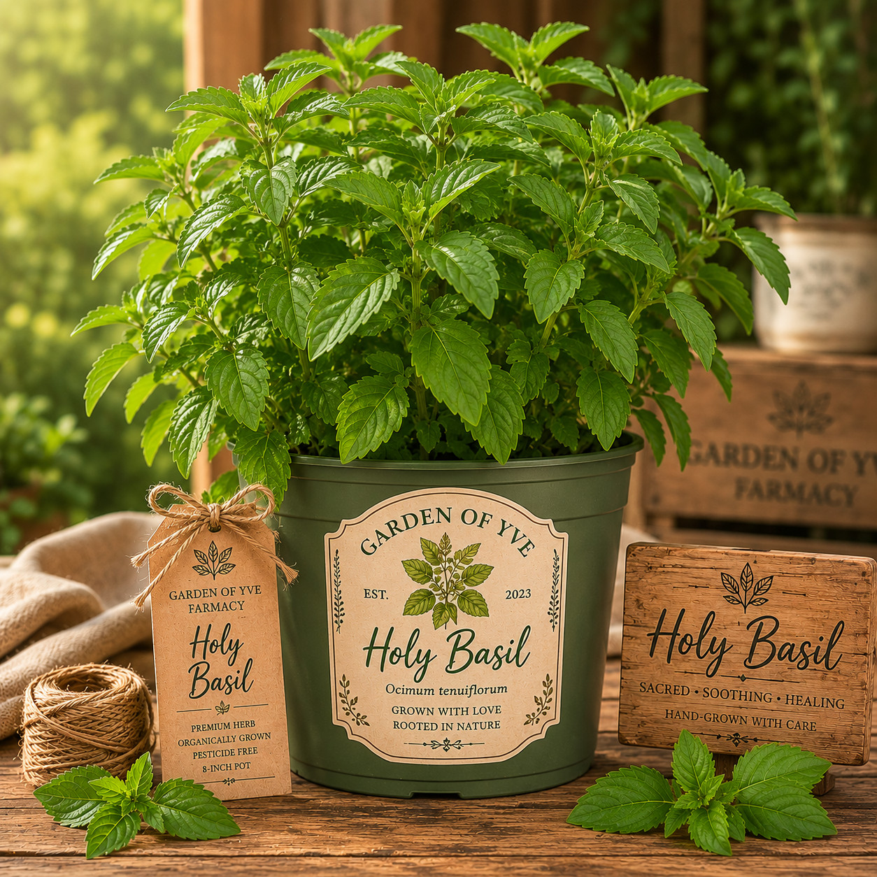 Large Holy Basil Plant — Live 8-Inch Potted Tulsi Herb Plant