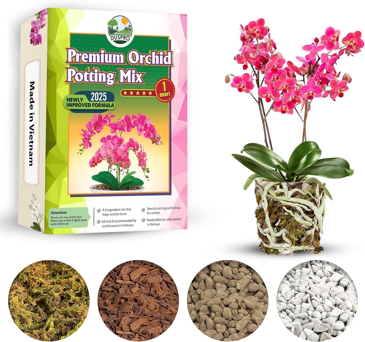 Indoor Orchid Potting Soil – Chunky Perlite, Pine Bark for Superior Drainage