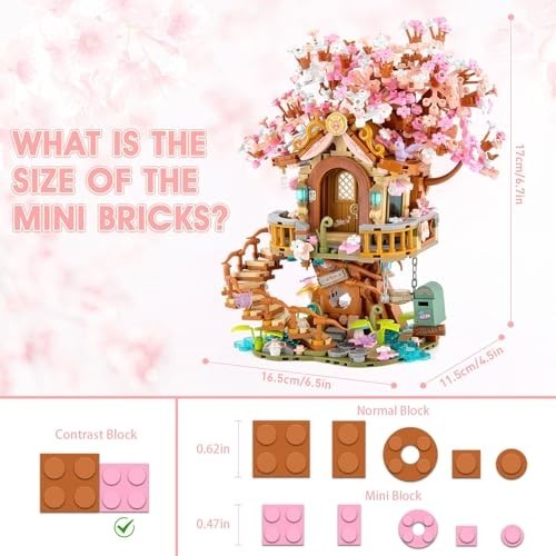 Cherry Blossom Bonsai Tree Building Set, 1149 PCS Mini Bricks Model Kit for Teen