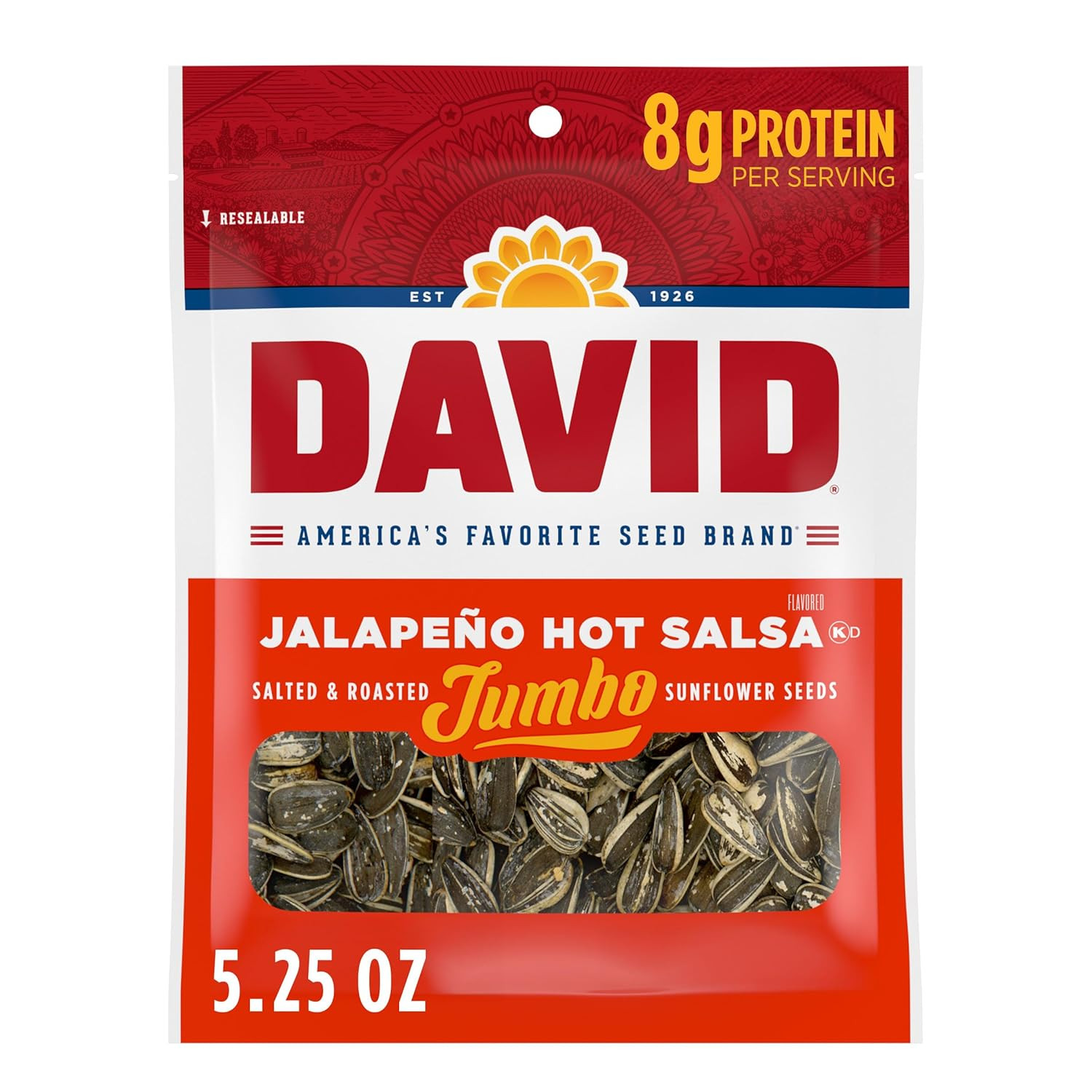 SEEDS Roasted and Salted Jalapeño Hot Salsa Jumbo Sunflower Seeds, Keto Friendly