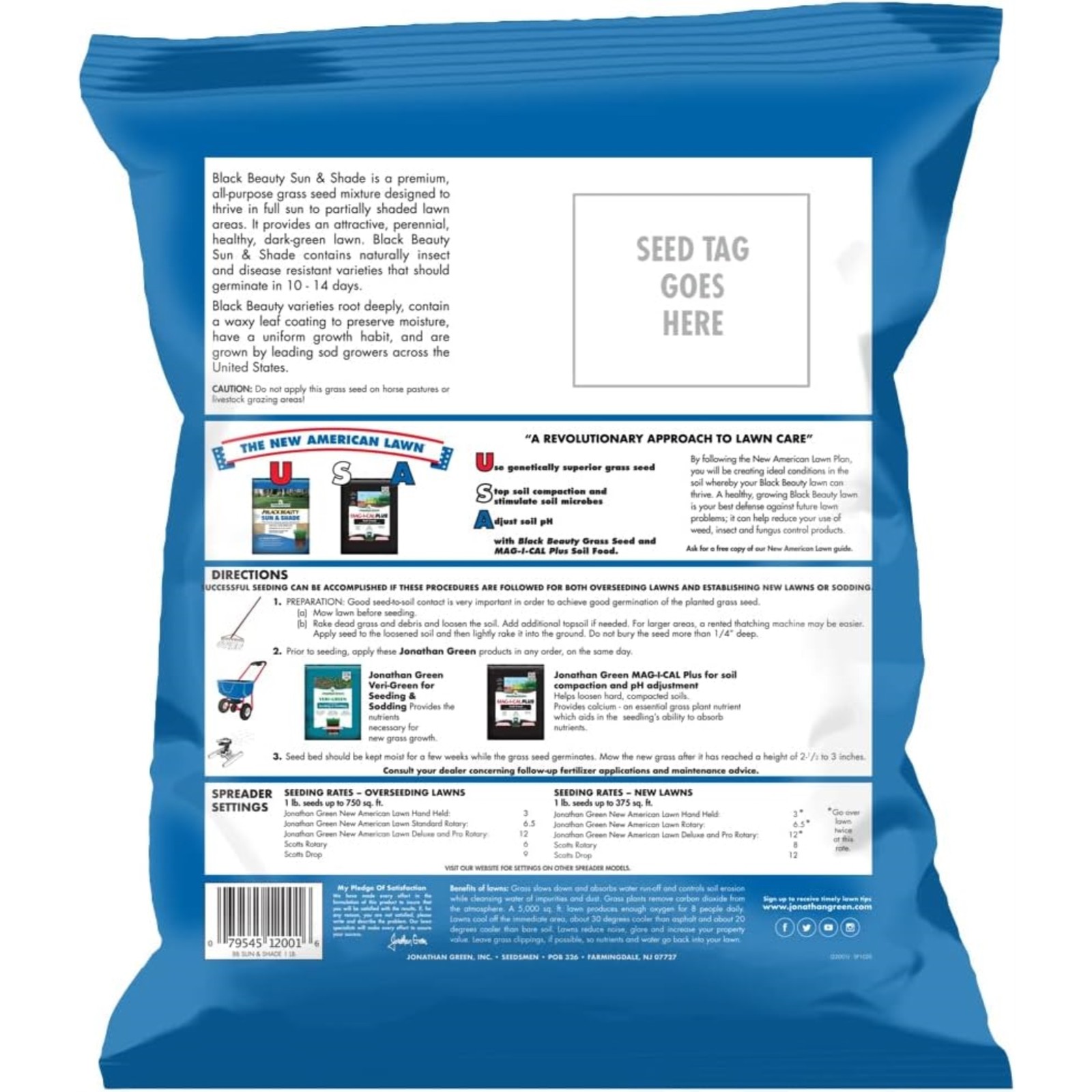 Jonathan Green (#12001) Black Beauty Sun & Shade Grass Seed, 1lb bag