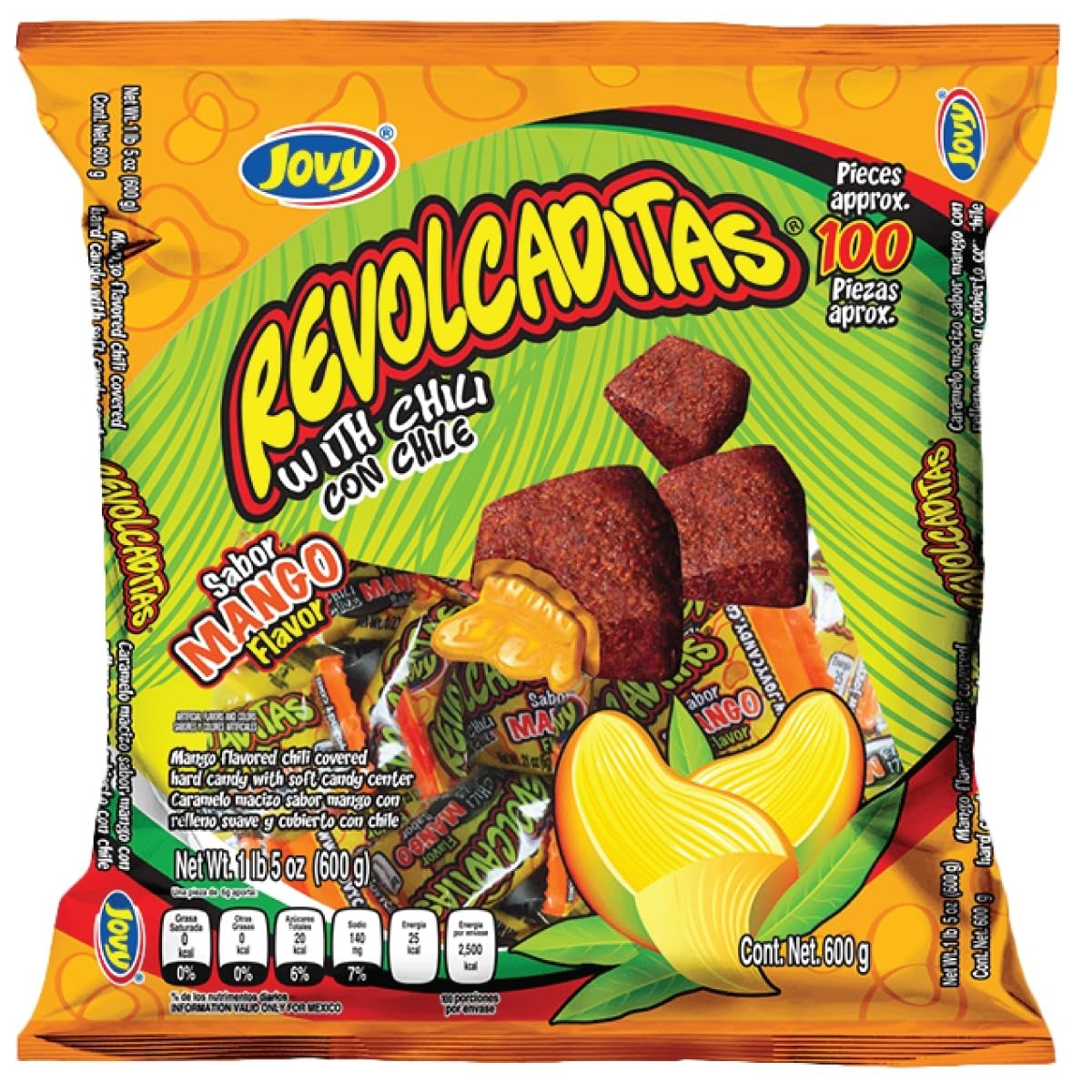 Revolcaditas Mango – 100 Count Spicy Mango Hard Candy, 1 lb Allergen-Free Treats