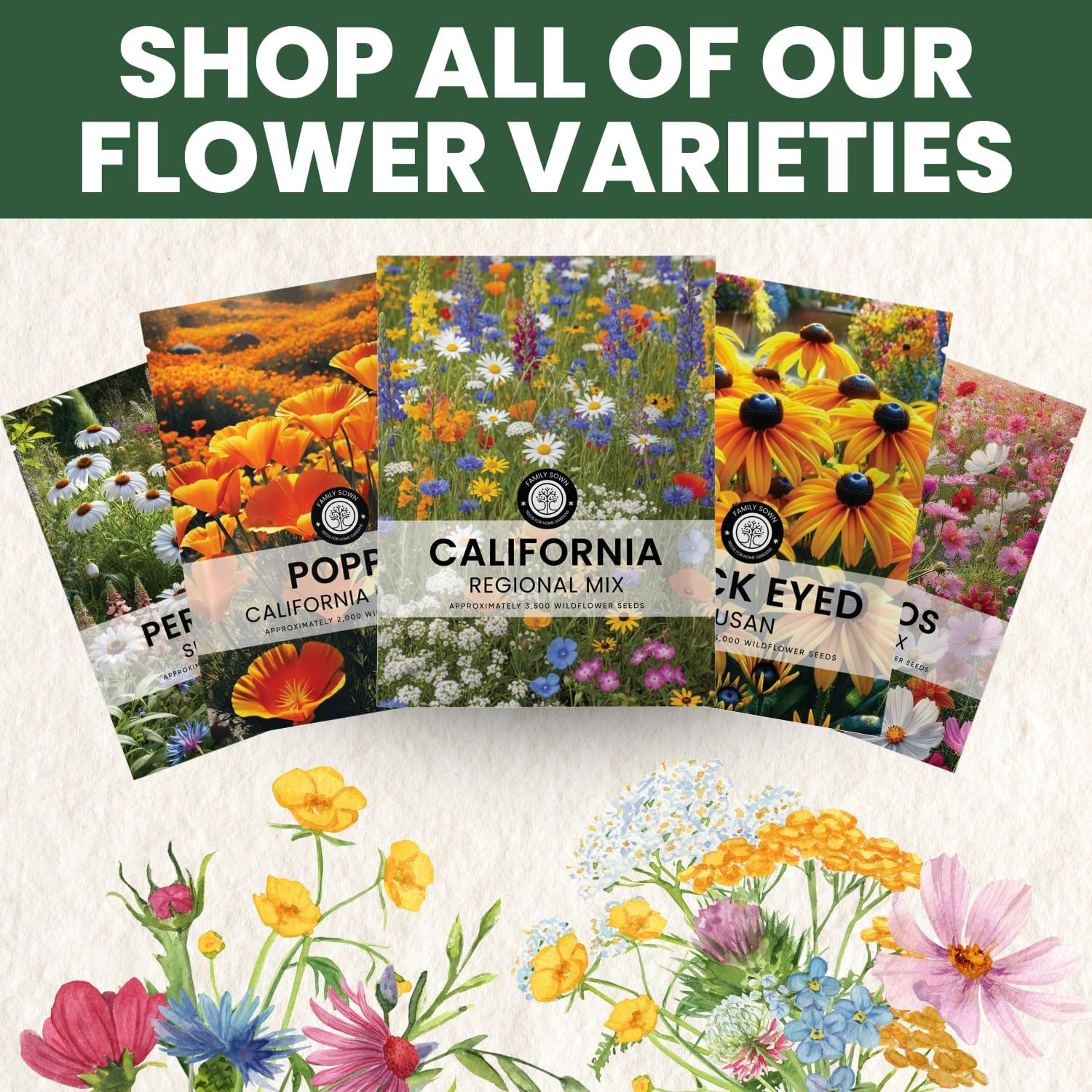 California Regional Mix – 79,000 Seeds for Planting – 2026 Season – 4 Ounce Pouc