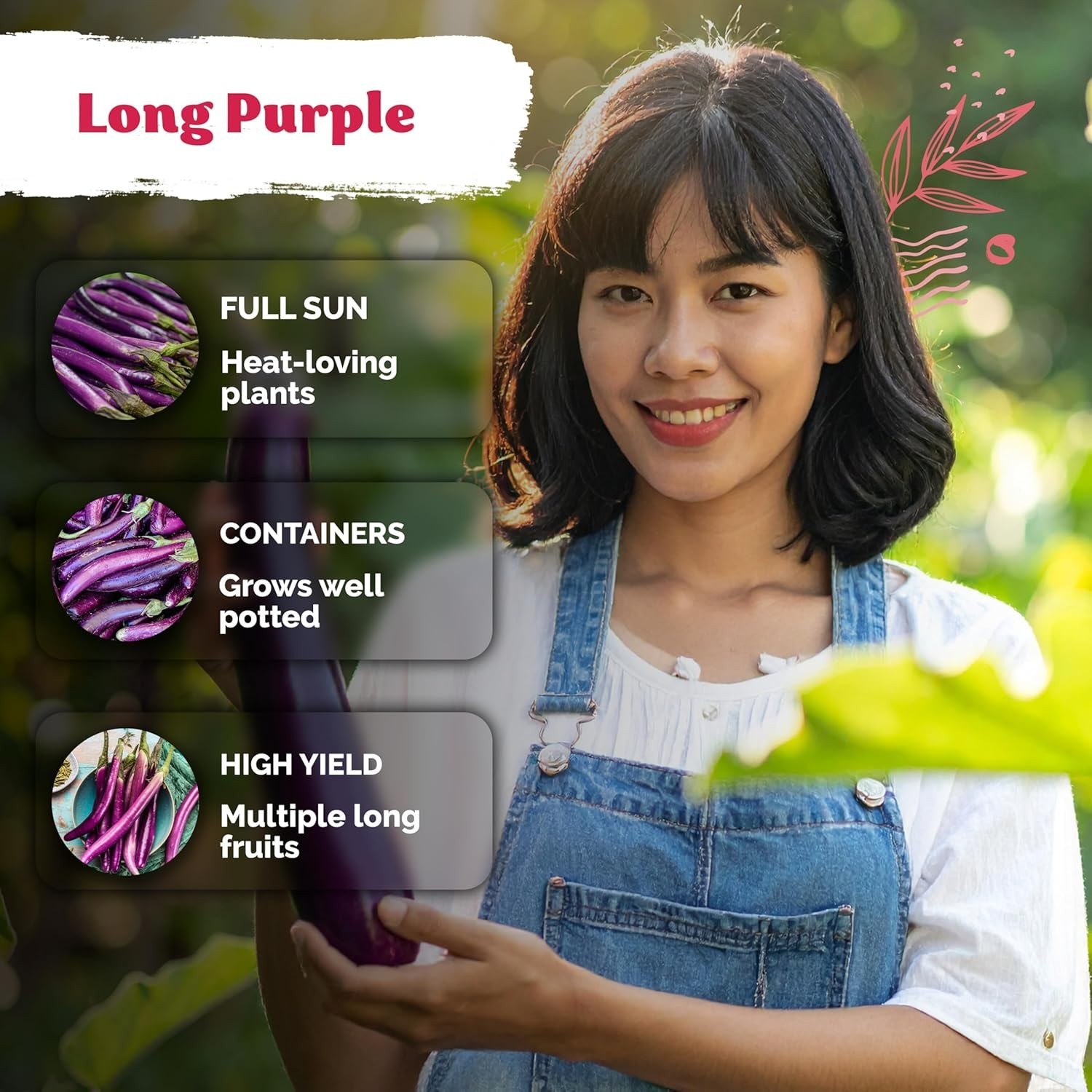 175 Long Purple Italian Eggplant Seeds – Ideal for Container Gardens & Beds